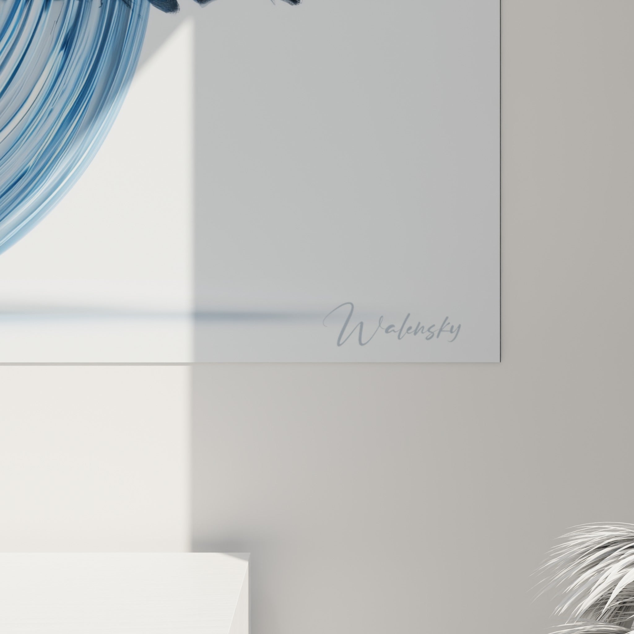 Texture rocheuse grise et striures bleu marine visibles en détail sur la matière du tableau Yin Yang