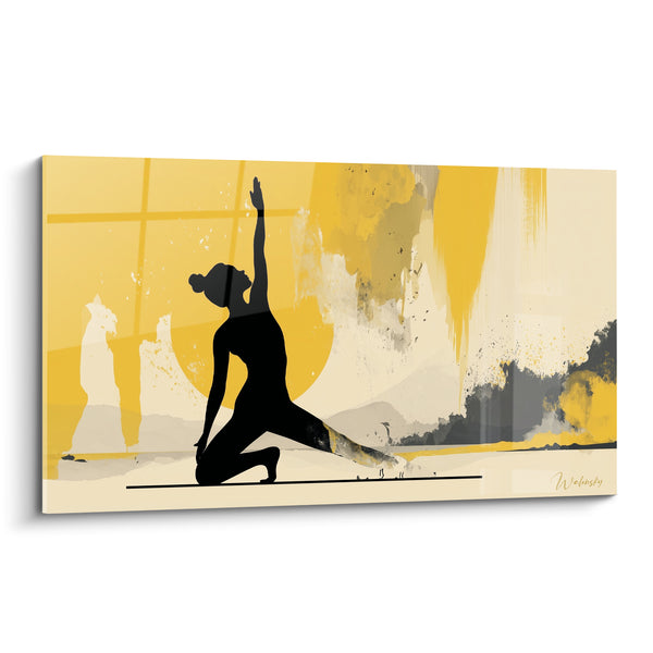 Tableau Silhouette noire aux teintes ocre et grise - Élan solaire - Edition yoga