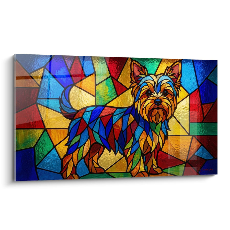 Tableau Yorkshire Terrier Vitrail Multicolore - Mosaïque de Lumière - Edition Yorkshire Terrier
