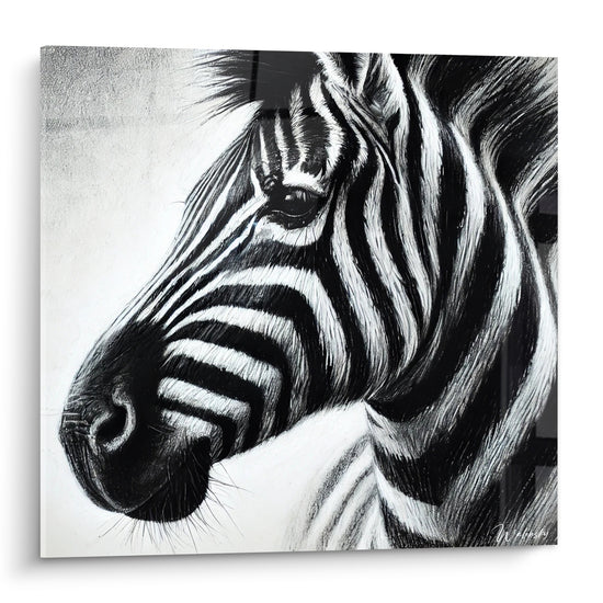 Tableau Zèbre noir et blanc rayures graphiques - Silence sauvage - Edition Zèbre