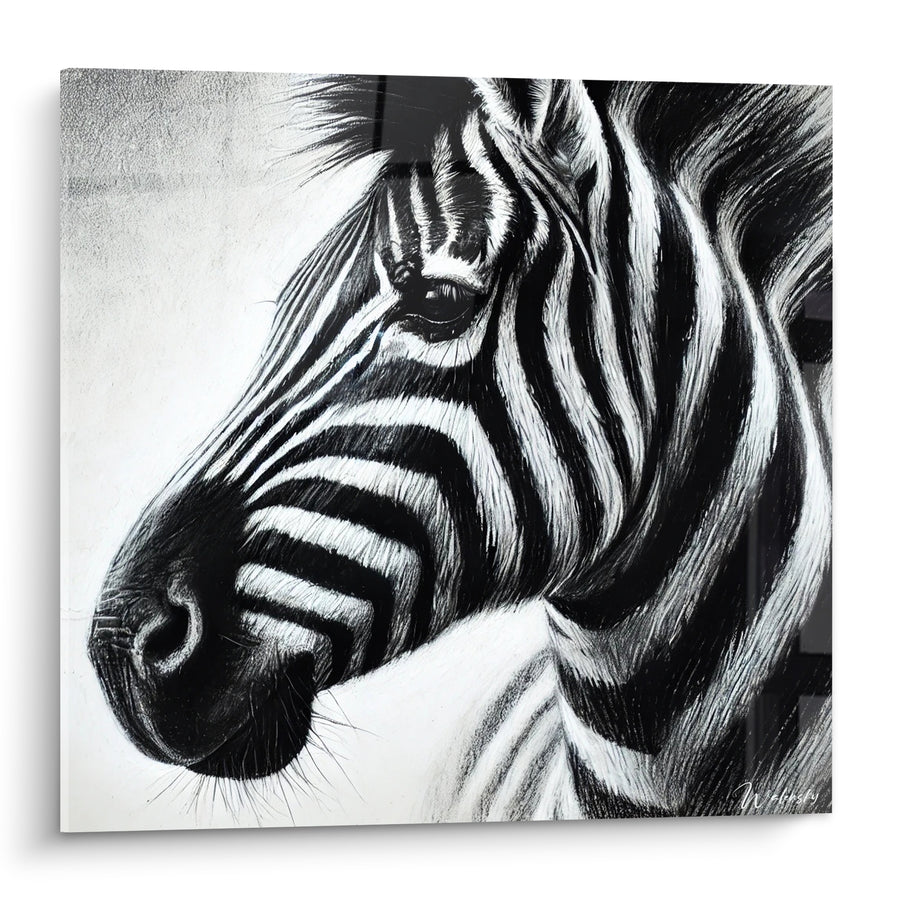 Tableau Zèbre noir et blanc rayures graphiques - Silence sauvage - Edition Zèbre