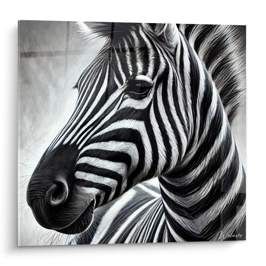 Tableau Zèbre au profil noir et blanc rayé - Regard de la savane - Edition Zèbre