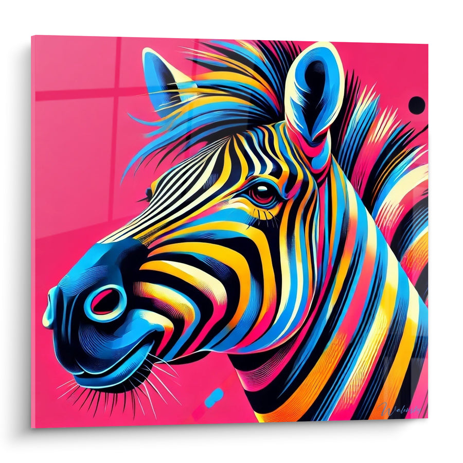Tableau Zèbre profil rose et bleu électrique - Choc électrique - Edition Zèbre