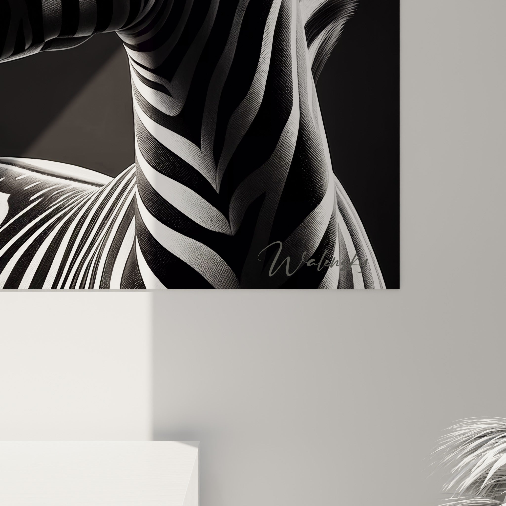 Détail des rayures du zèbre, grain texturé du pelage noir et blanc capturant la lumière rasante