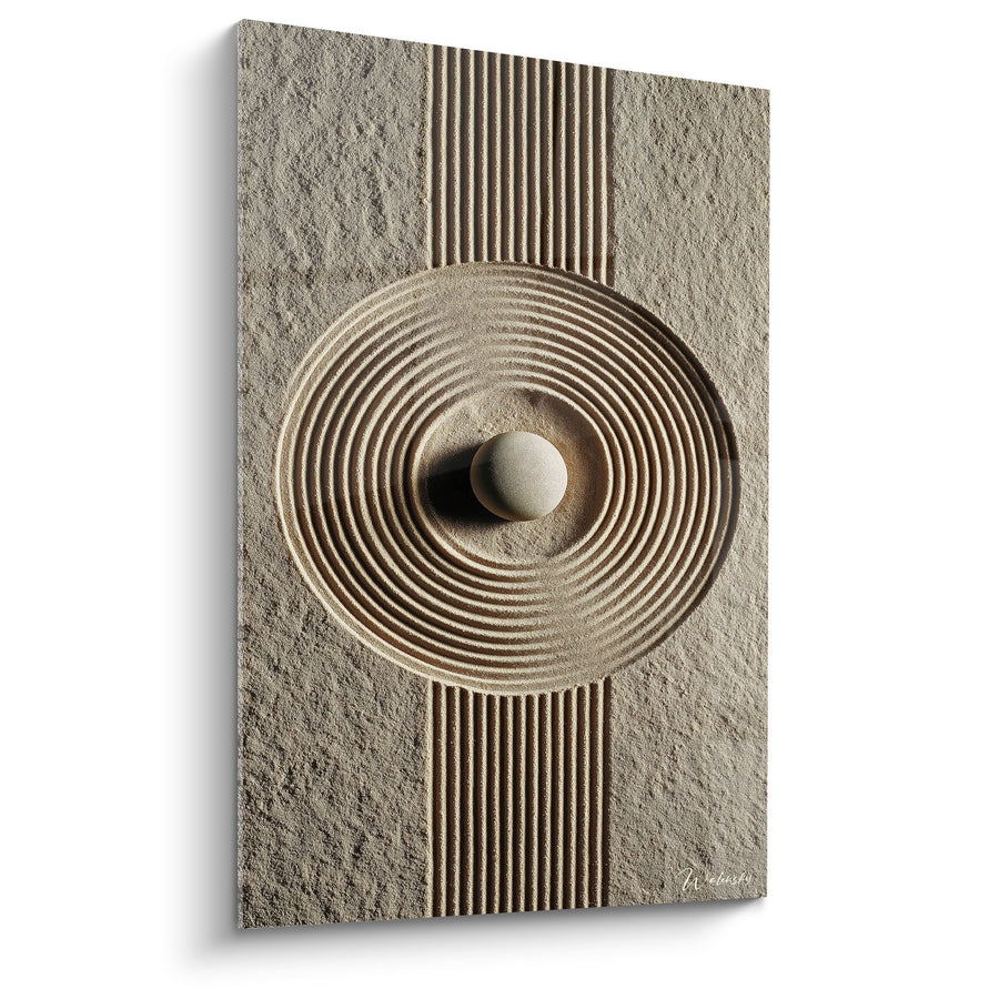 Tableau méditation zen cercles concentriques beiges - Harmonie Minérale - Edition Sable