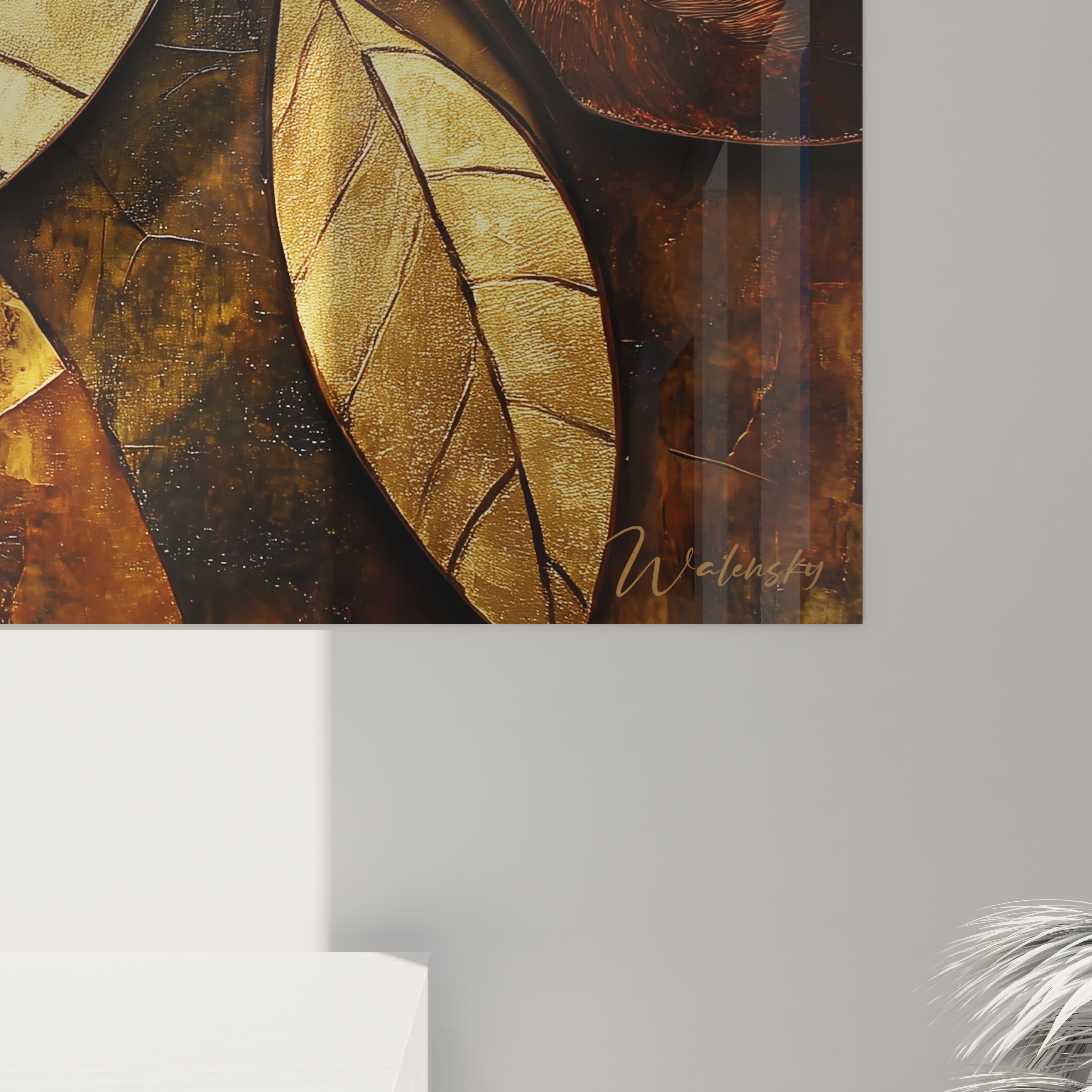 tableau style africain abstrait avec feuille d'or 