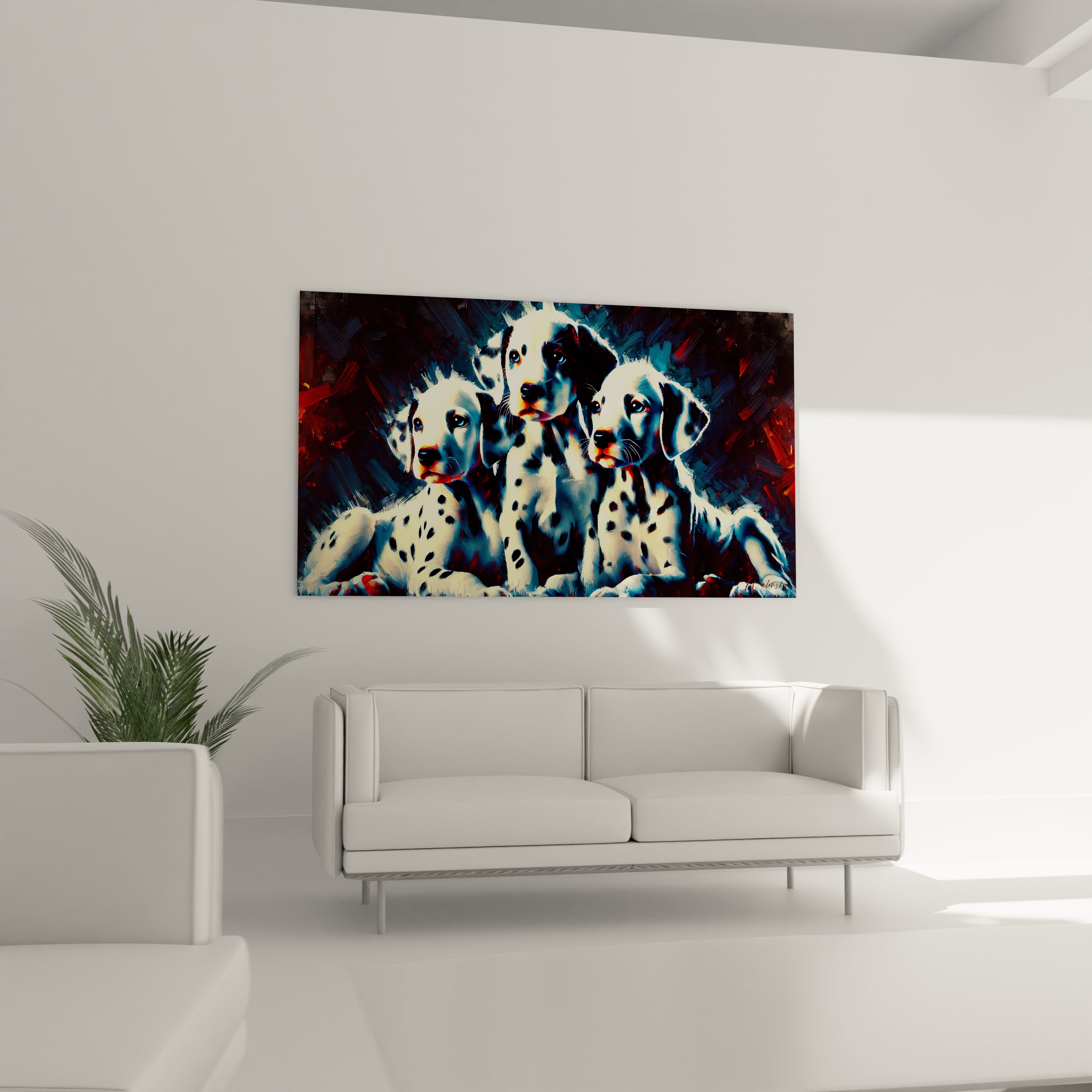 Ajoutez du caractère à votre salon avec ce tableau chien au-dessus de votre canapé. Les couleurs vives et le style abstrait rehaussent l’espace avec un effet moderne et artistique.

