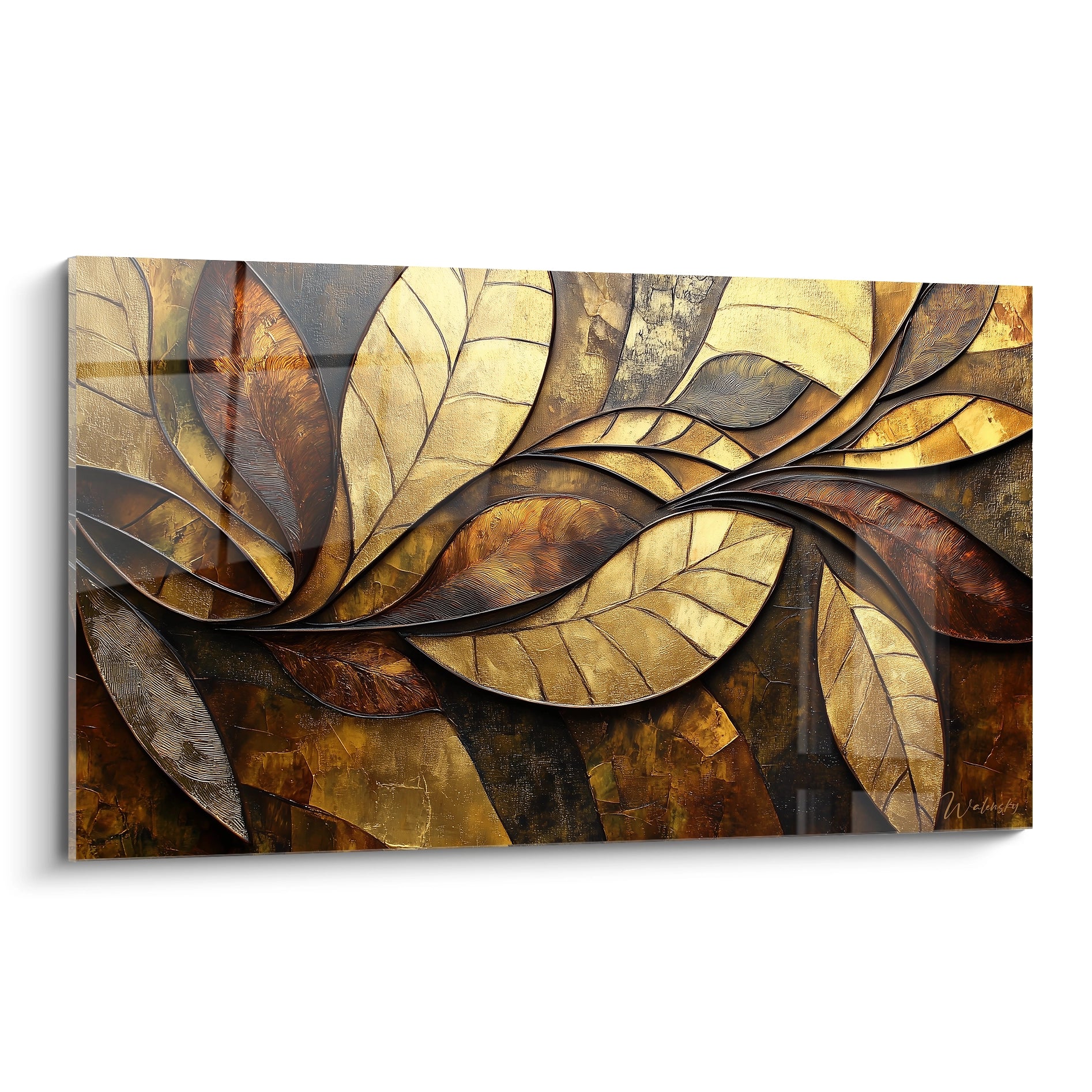 tableau style africain abstrait avec feuille d'or 