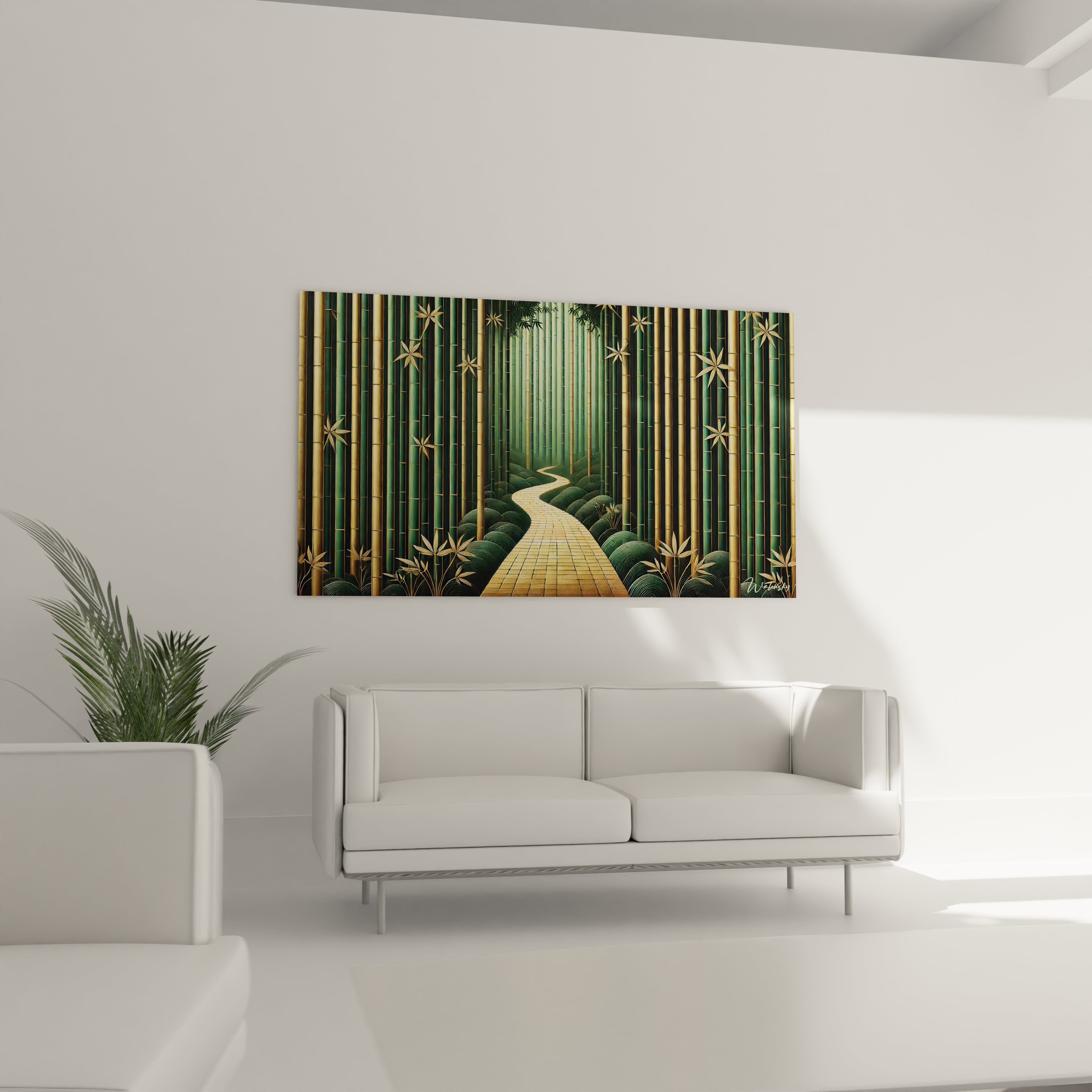 Dans le salon, ce tableau bambou sublime votre espace avec son style contemporain et ses couleurs apaisantes. Une touche naturelle qui inspire calme et equilibre.
