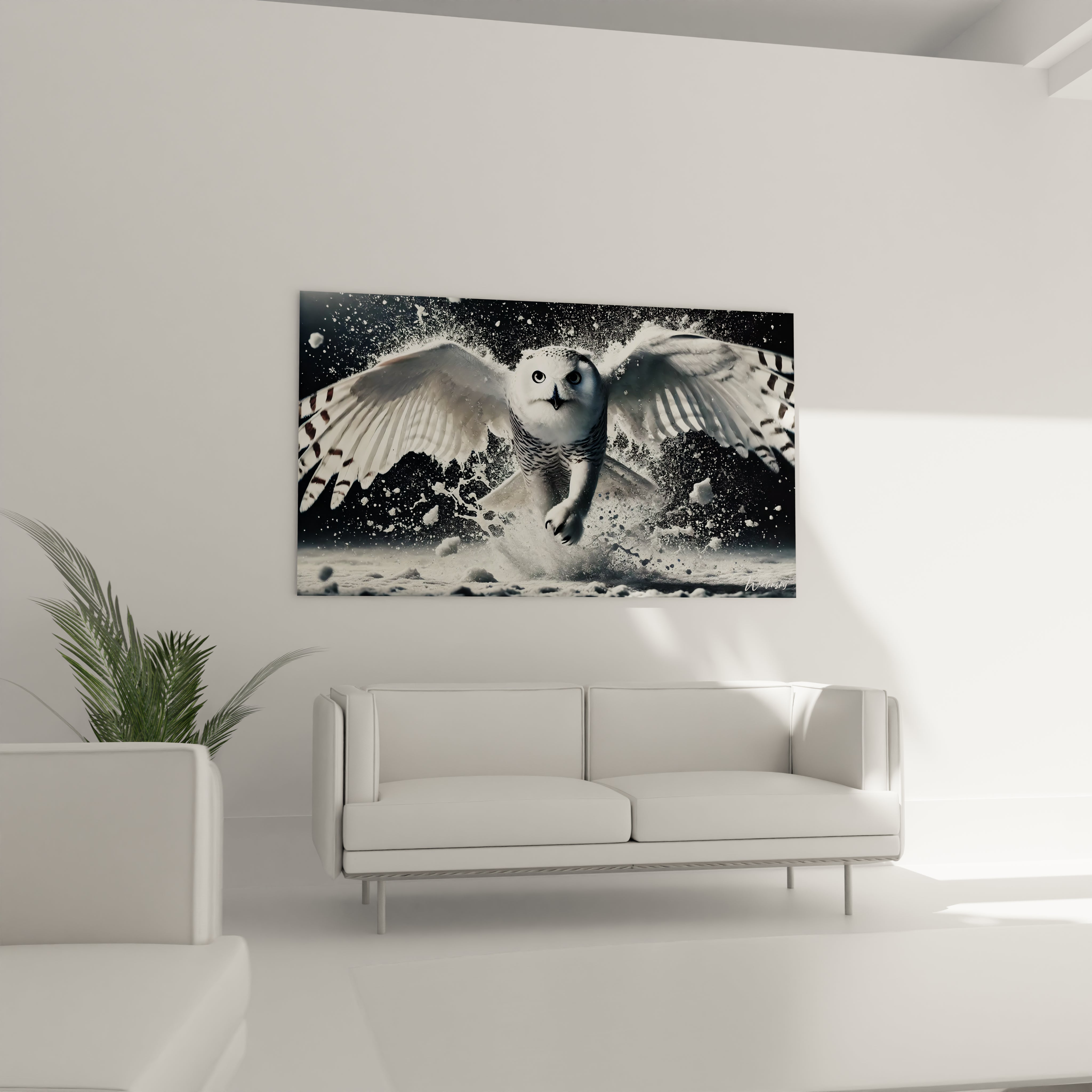 Sublimez votre salon avec ce tableau chouette puissant et elegant. Accroche au dessus du canape, il cree une atmosphere dramatique avec ses contrastes et sa representation majestueuse.
