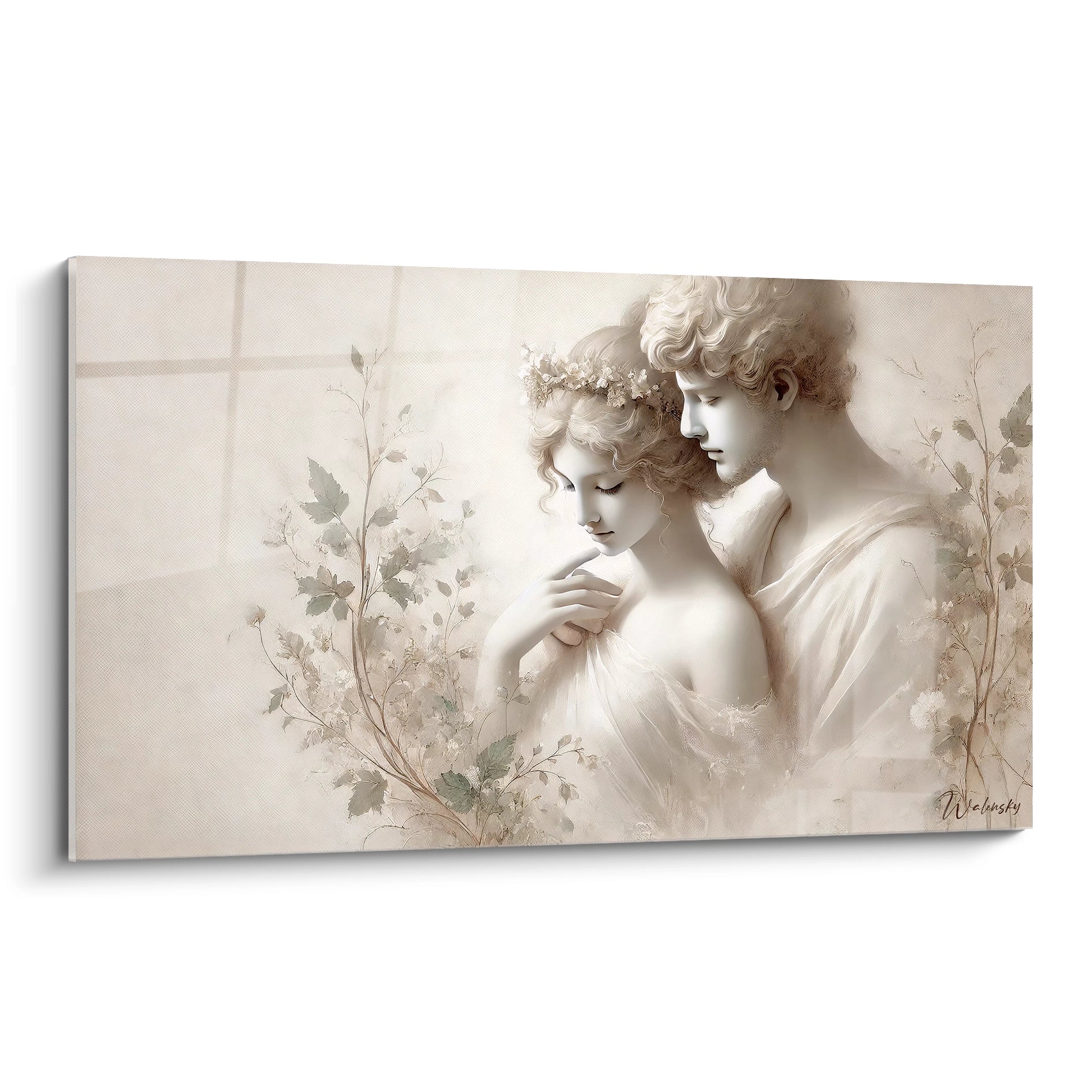 Admirez ce tableau couple vu de biais, une ode a l'amour et a la serenite, parfait pour sublimer votre interieur avec douceur et poesie.

