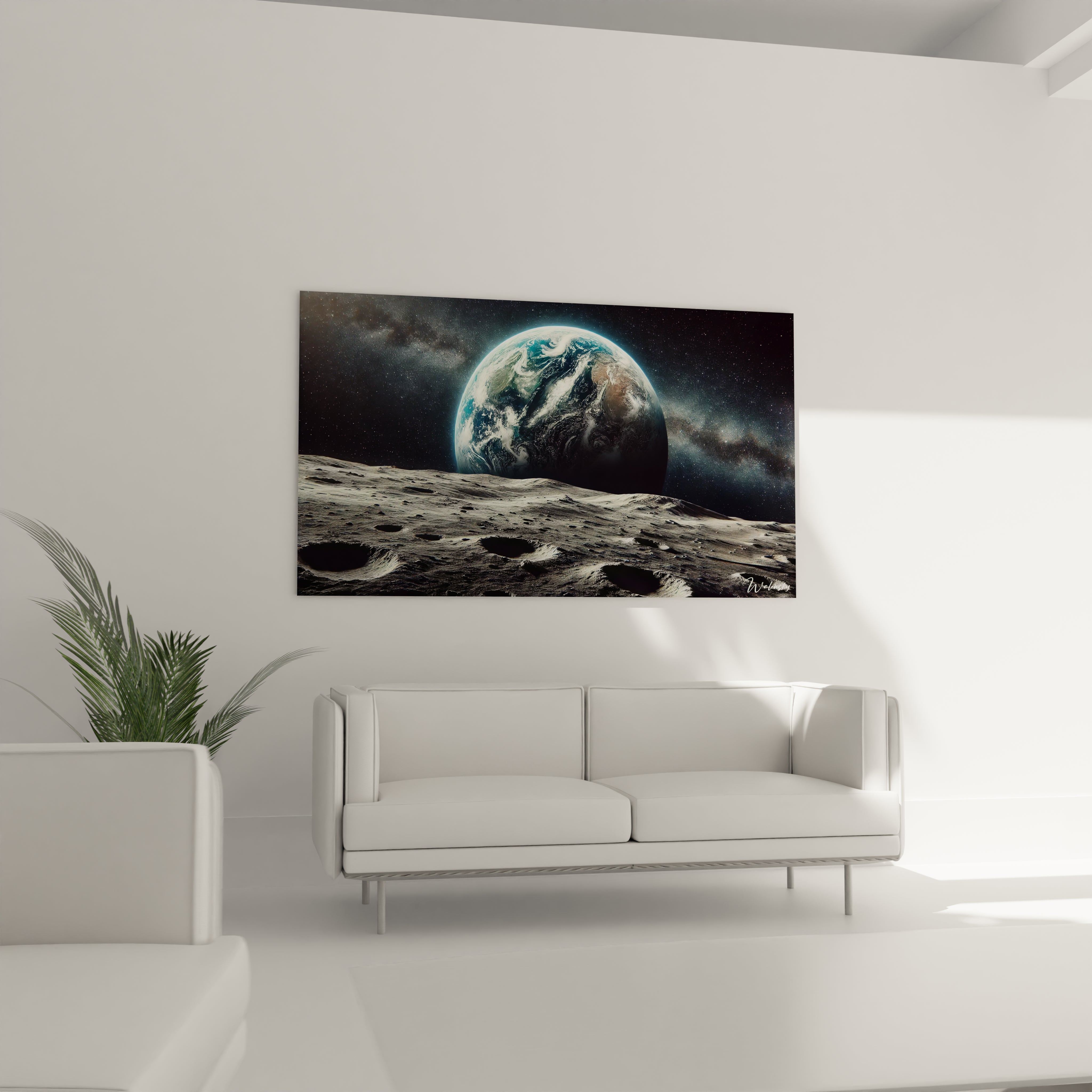 Apportez une ambiance fascinante a votre salon avec ce tableau espace. Au-dessus du canapé, il offre une touche moderne et inspire des reflexions sur notre place dans lunivers.

