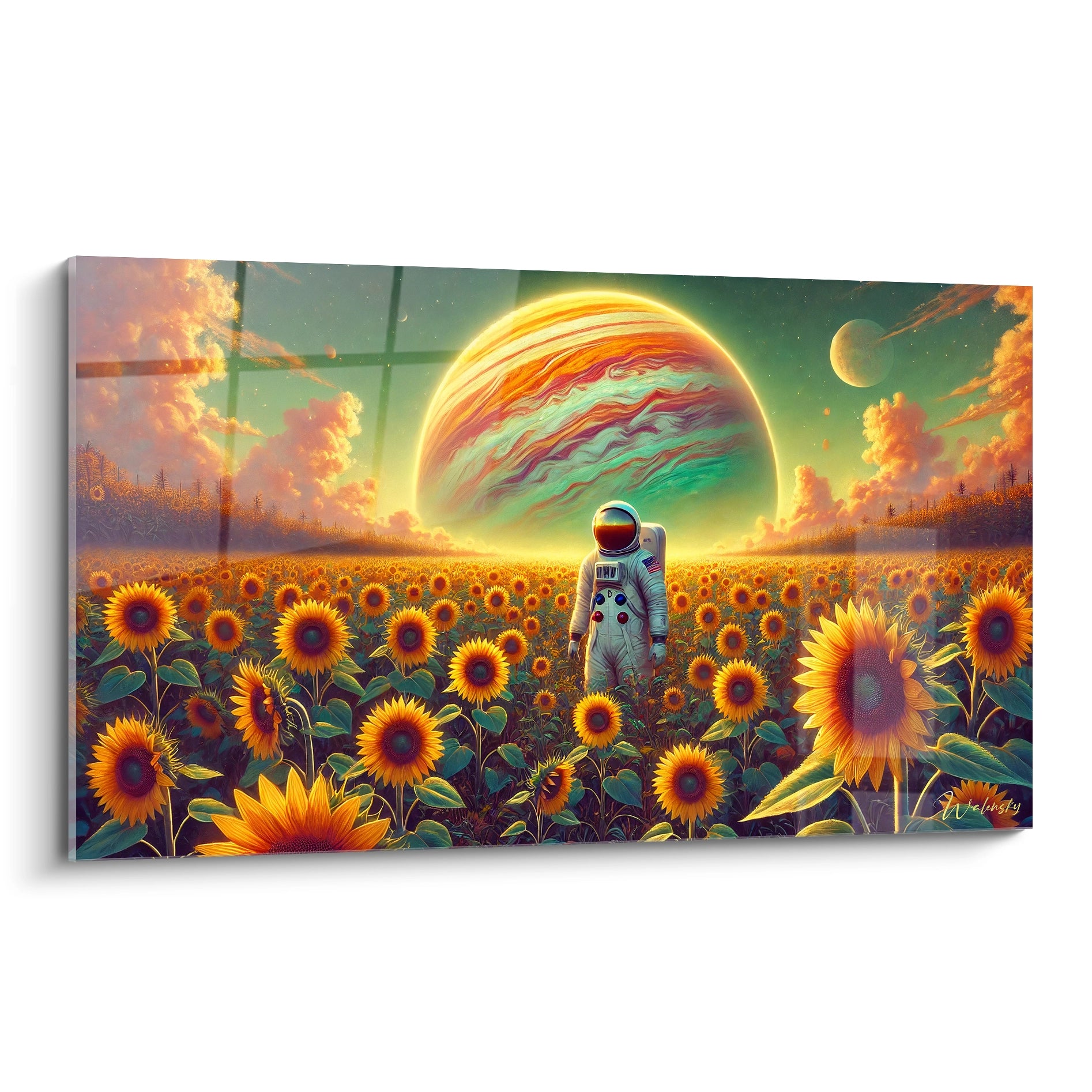 Admirez ce tableau espace vu de biais, une fusion unique de l'univers et de la nature. Les couleurs vibrantes captivent et transforment chaque intérieur en un voyage cosmique.

