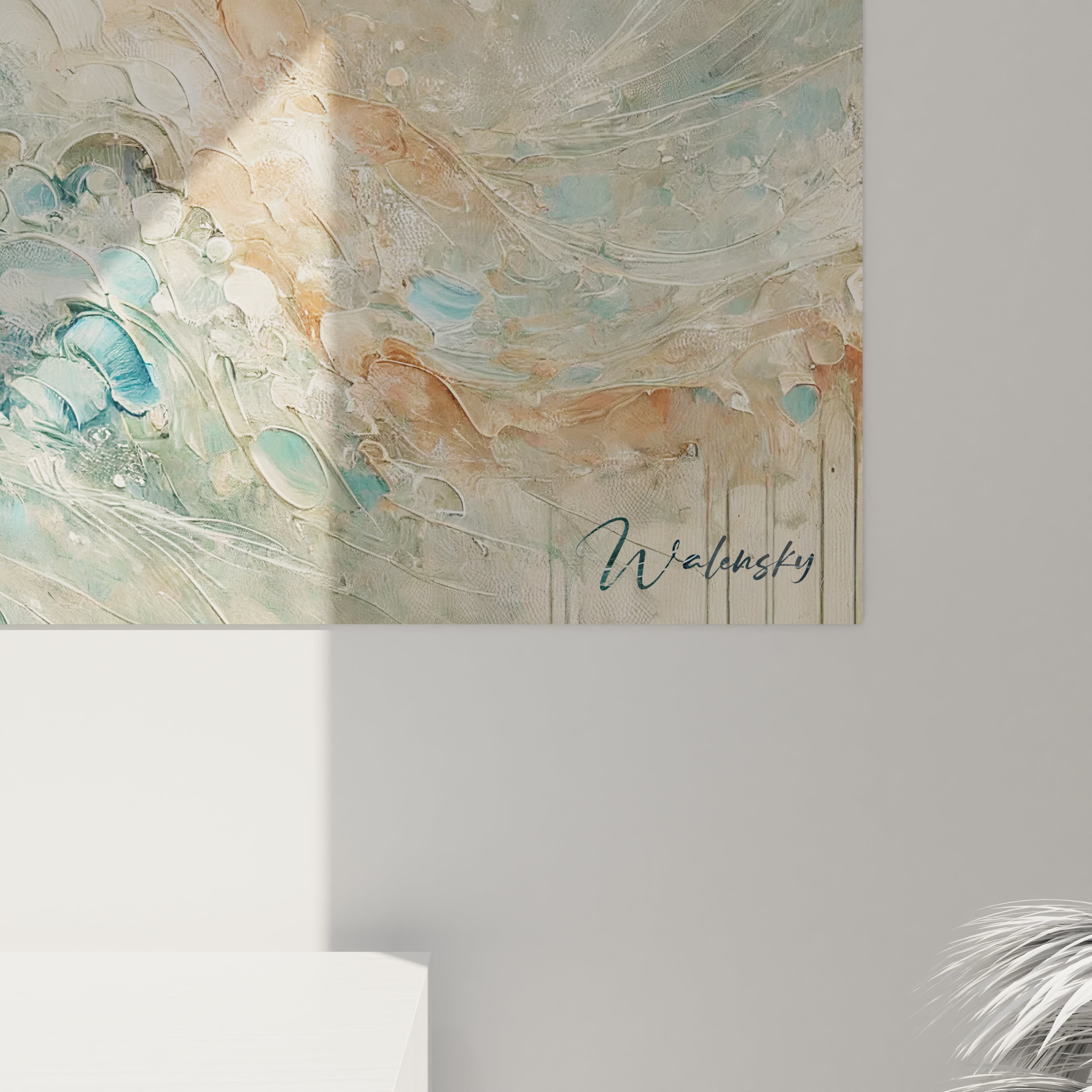 Vue de pres du tableau hippocampe revelant les details sublimes de textures et nuances aquatiques. Parfait pour ceux qui recherchent elegance et nature marine dans leur decoration.






