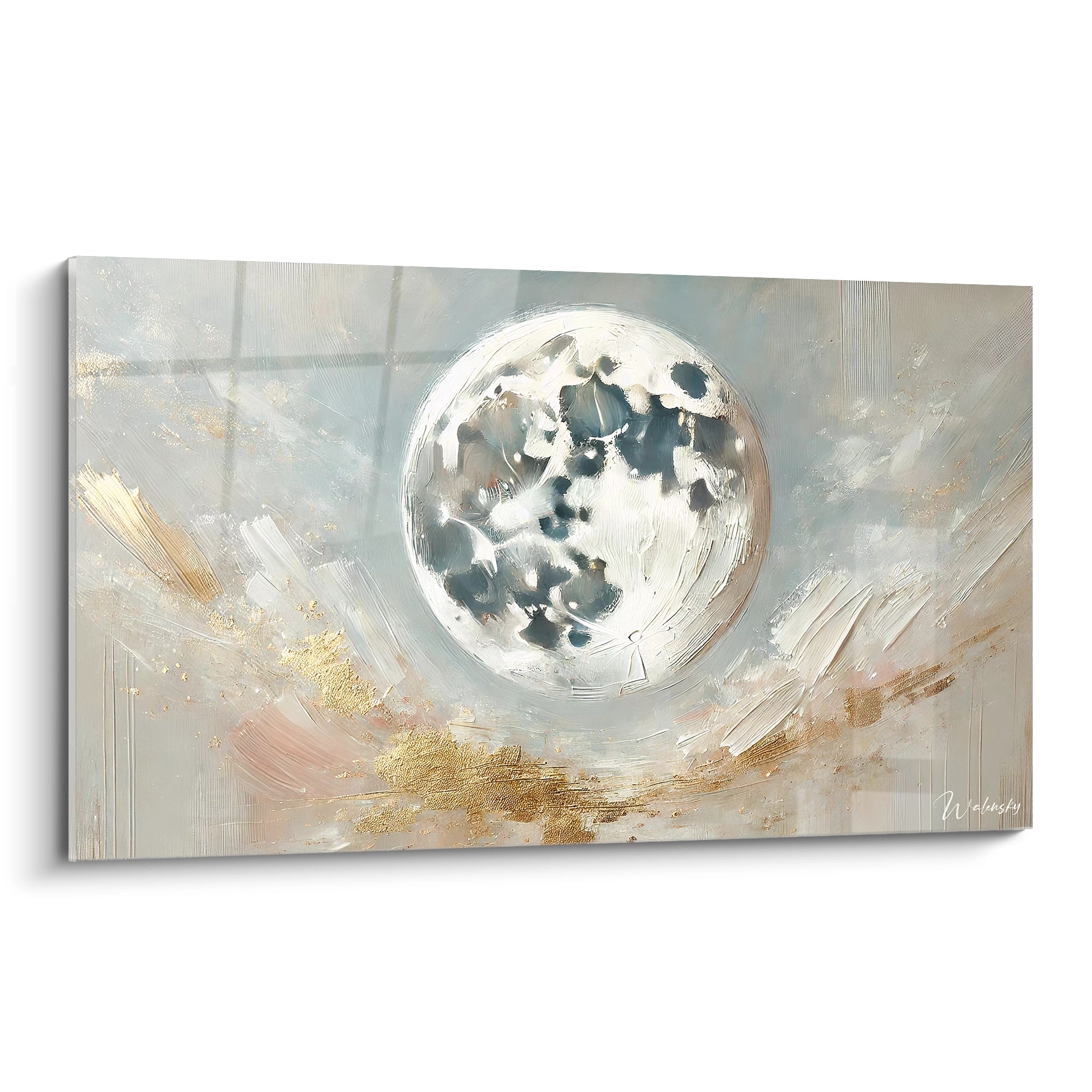 Admirez ce tableau Lune sous un angle unique, reflet de la magie nocturne et de la sérénité lunaire, idéal pour sublimer votre intérieur avec une touche céleste.

