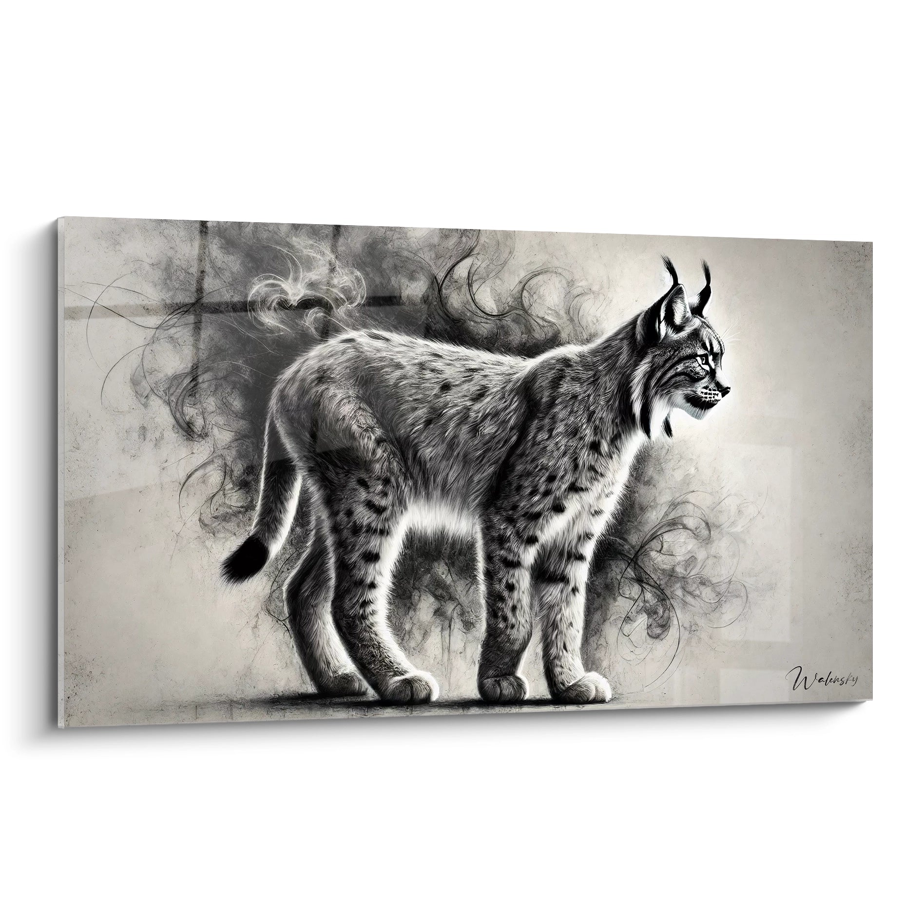 Ce tableau lynx dépeint avec réalisme la majesté de cet animal. Chaque poil du lynx est capturé avec précision, créant une impression de douceur. Ce tableau lynx s'intègre parfaitement dans un décor moderne.

