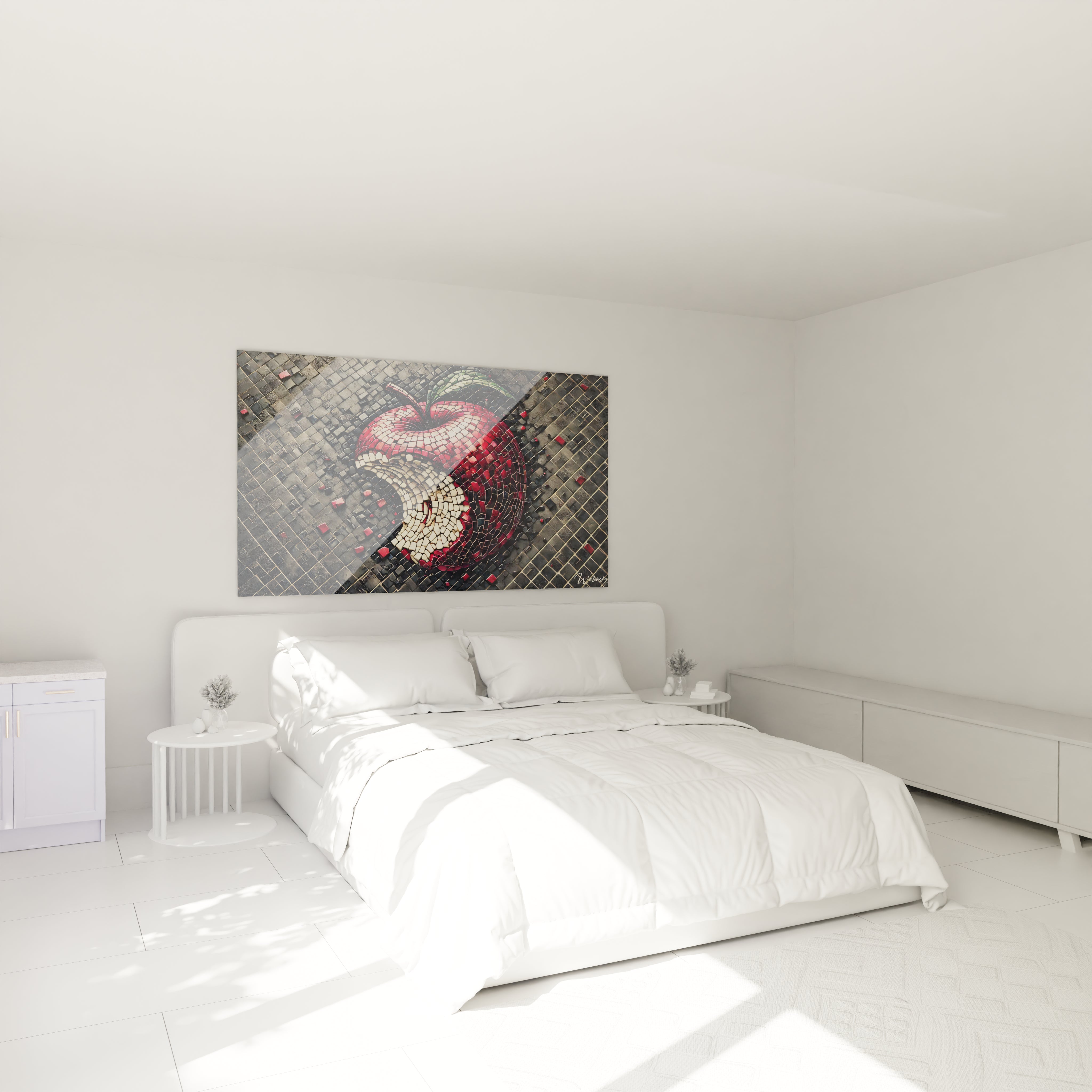 Sublimez votre chambre avec ce tableau Mosaique. Accroche au-dessus du lit, il apporte une harmonie visuelle et une touche symbolique unique a votre decor.

