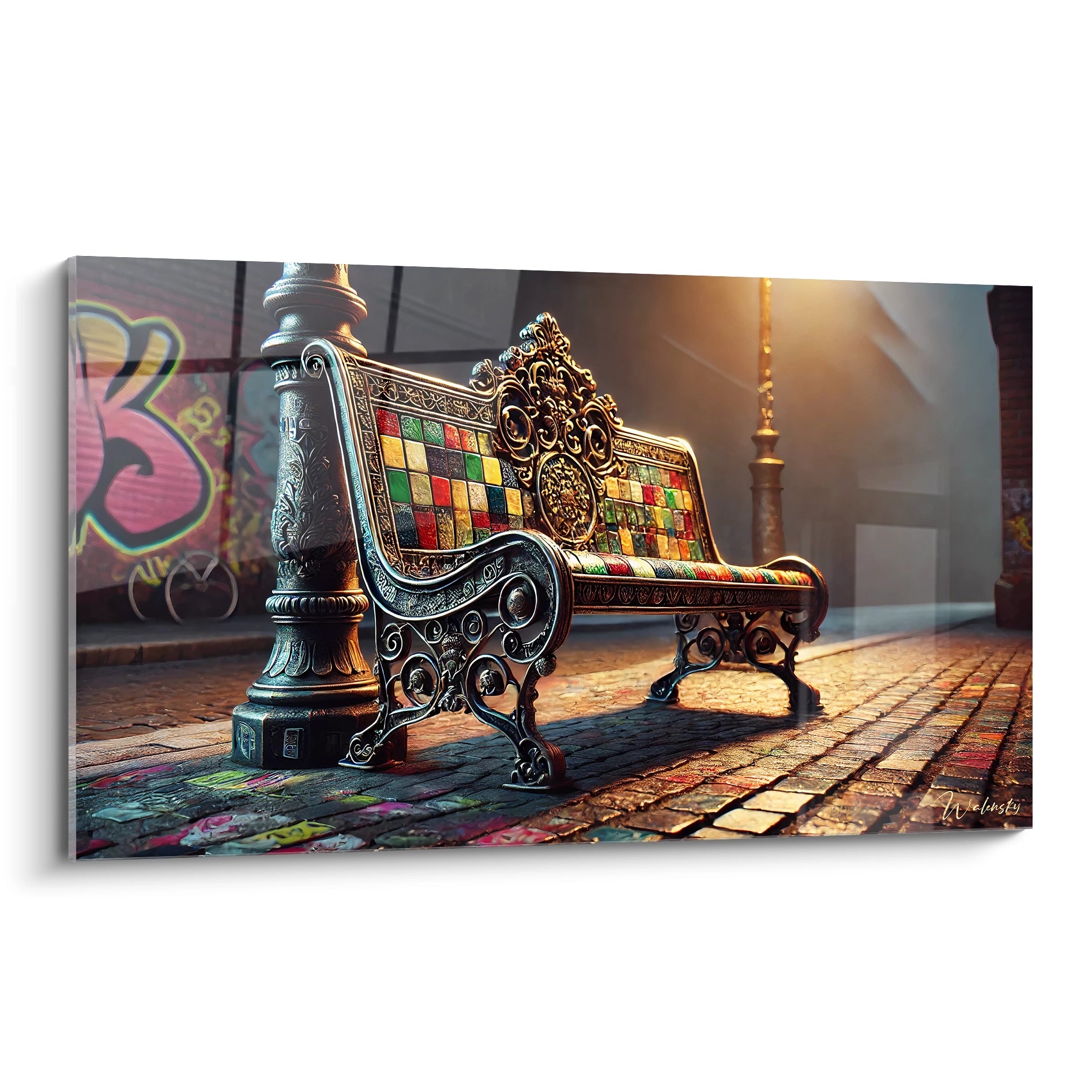 Ce tableau Mosaique capture l elegance urbaine avec des details vibrants et textures uniques. Une œuvre ideale pour ajouter du caractere a votre espace. Vue parfaite de biais.

