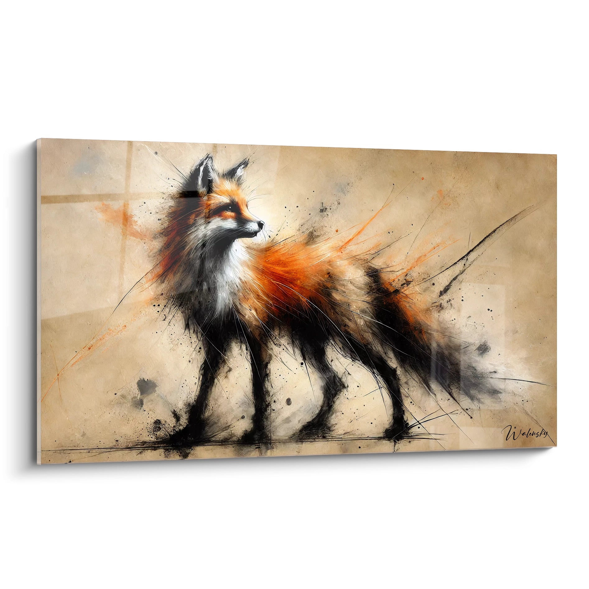 Admirez ce tableau renard sous un angle unique. Son mélange audacieux de couleurs et de textures attire l'œil, créant une ambiance dynamique dans votre intérieur.