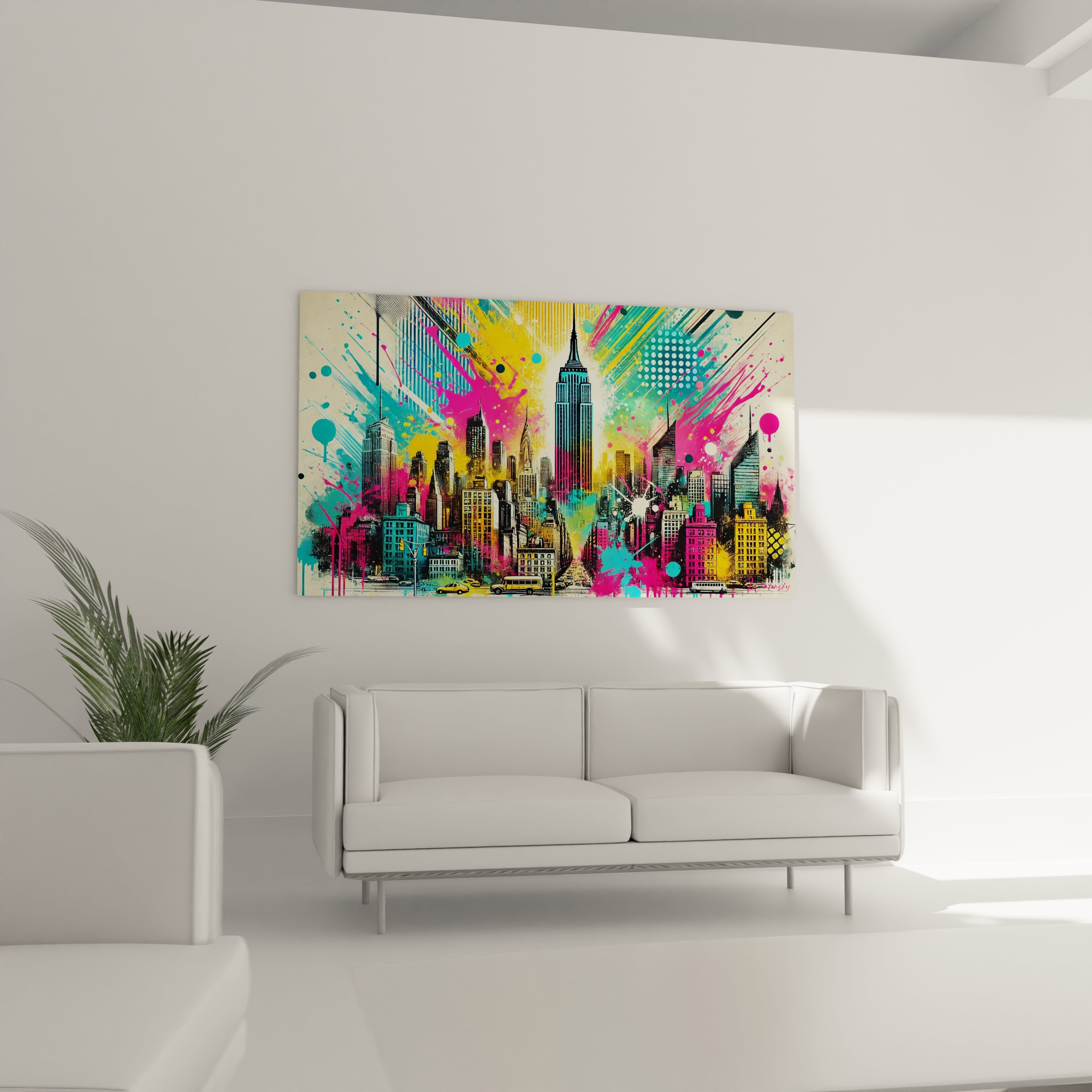 Ajoutez une ambiance moderne à votre salon avec ce tableau street art. Son design pop art et graffiti transforme votre décor en célébration de l'art urbain.

