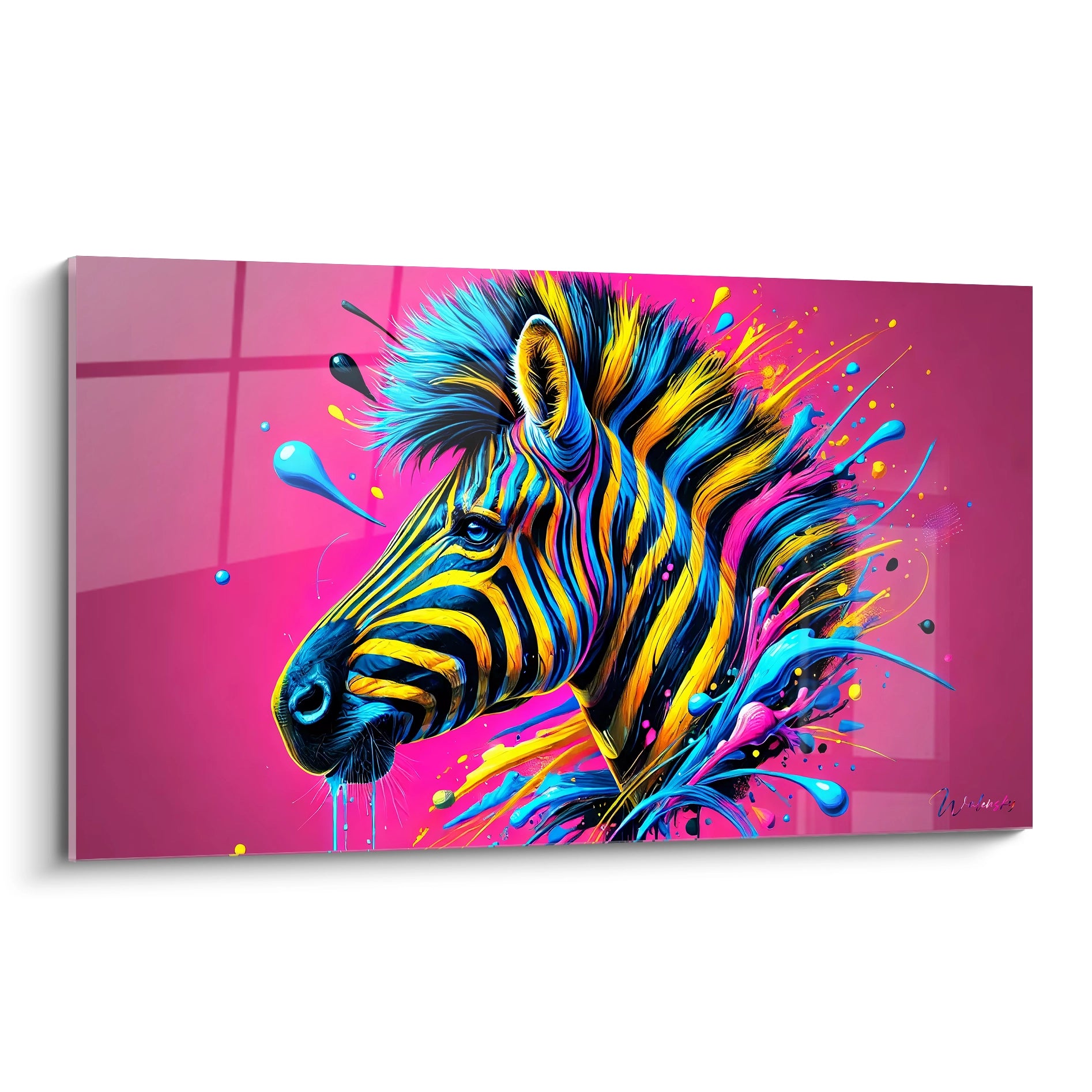 Découvrez un tableau zebre vu de biais, ou les couleurs vives du pop art et les lignes abstraites transforment l'iconique zebre en une oeuvre contemporaine. Ce tableau zebre apporte dynamisme et modernite.

