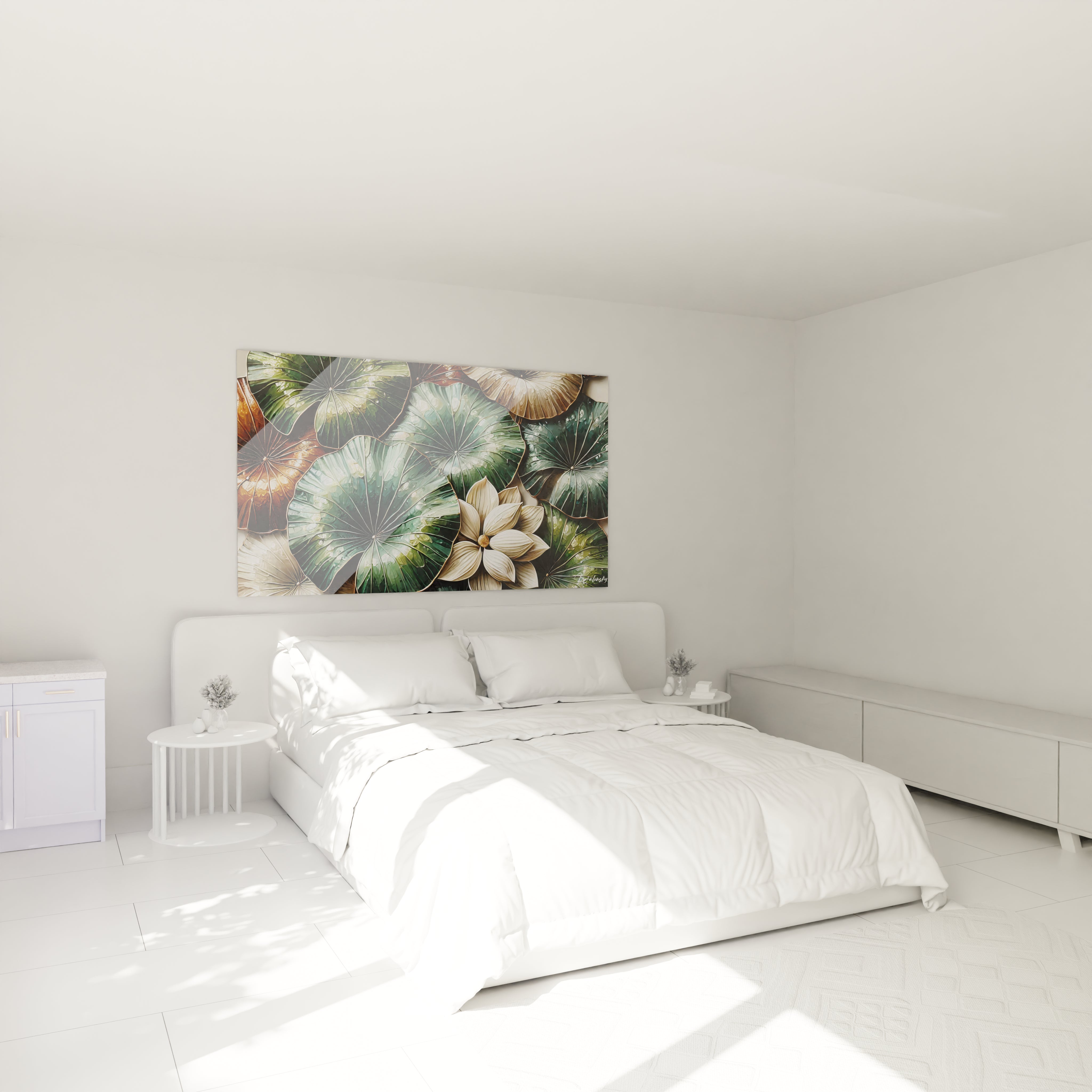 Transformez votre chambre avec ce tableau zen au-dessus du lit. Ses teintes naturelles et son relief apportent une serenite ideale pour un espace de repos.

