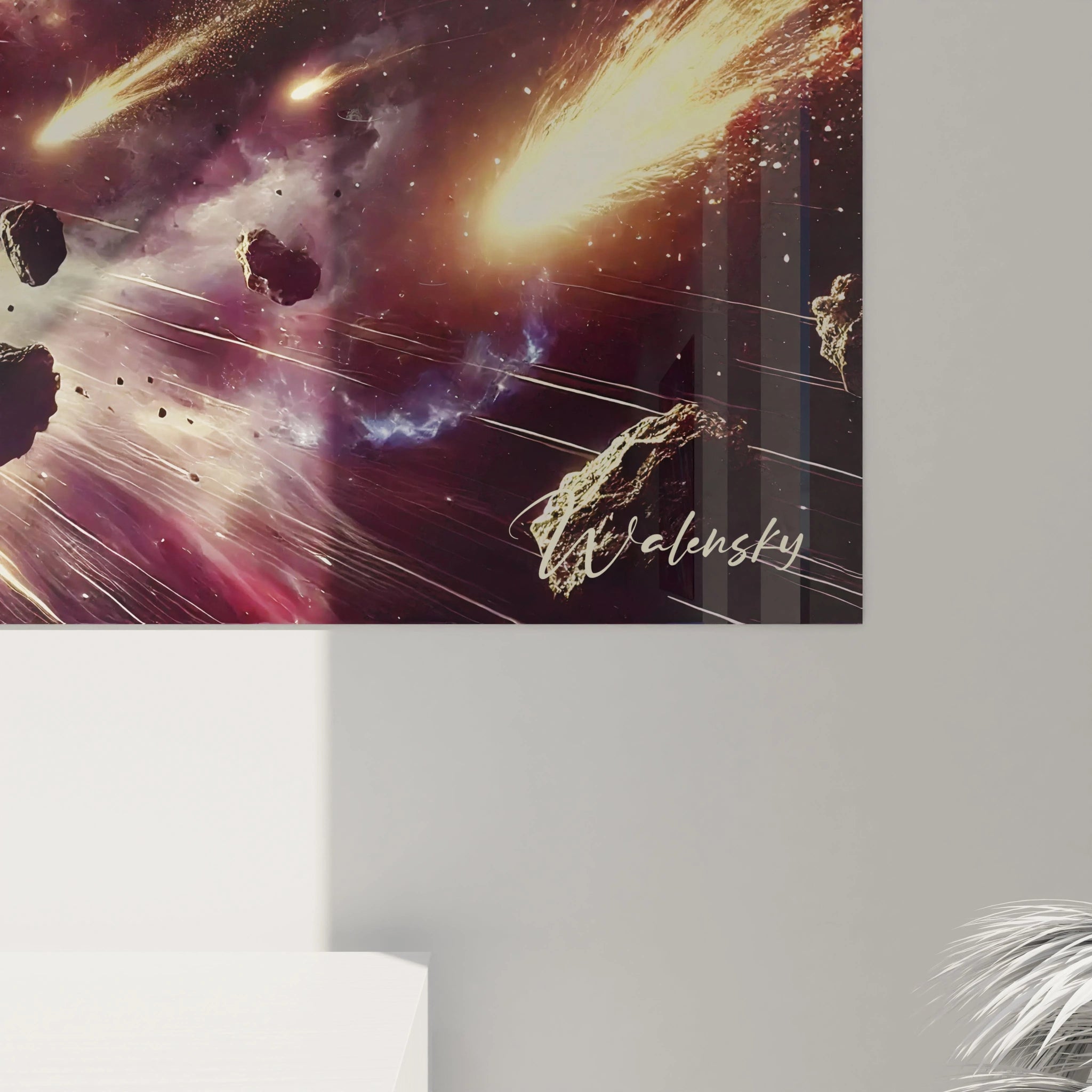 Vue rapprochee du tableau espace revelant des lignes lumineuses textures riches et des details d’une explosion stellaire


