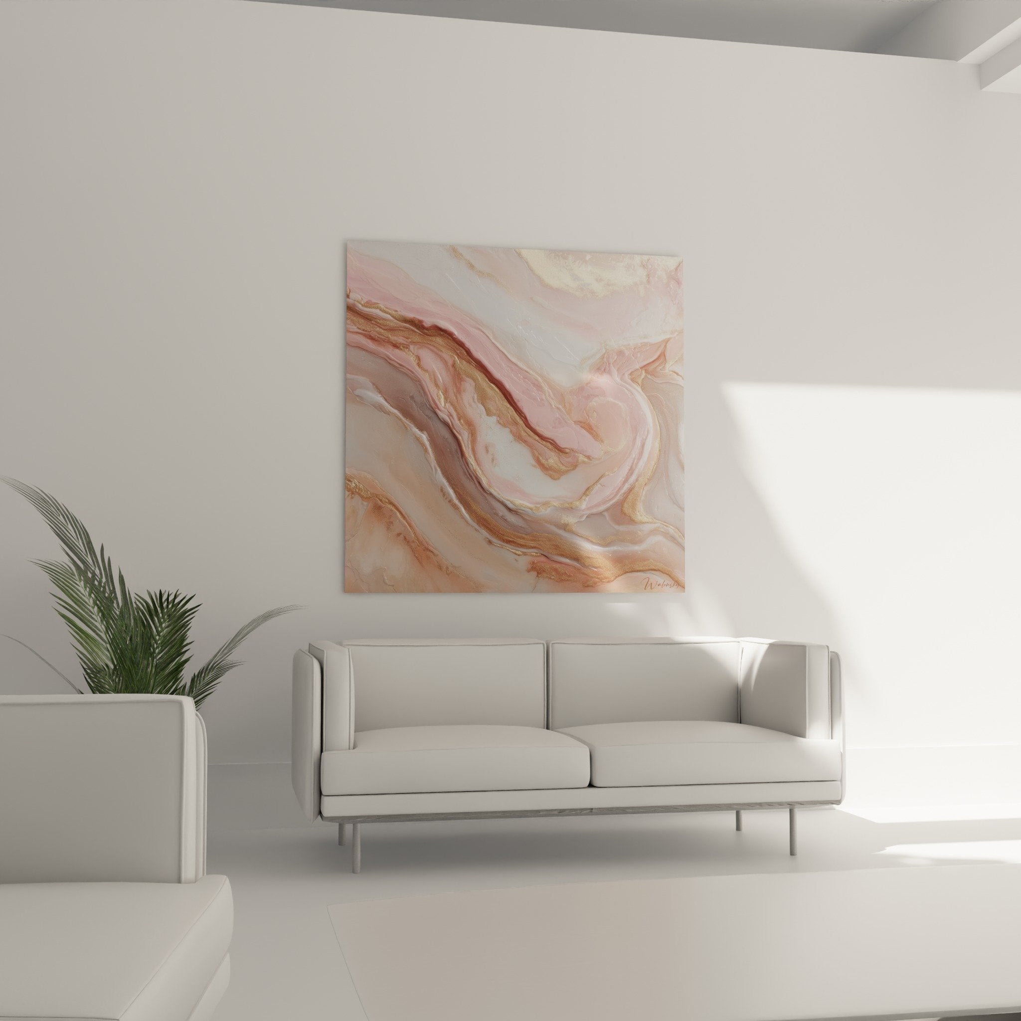 Pink marbled texture detail with metallic gold veins and transparency effects