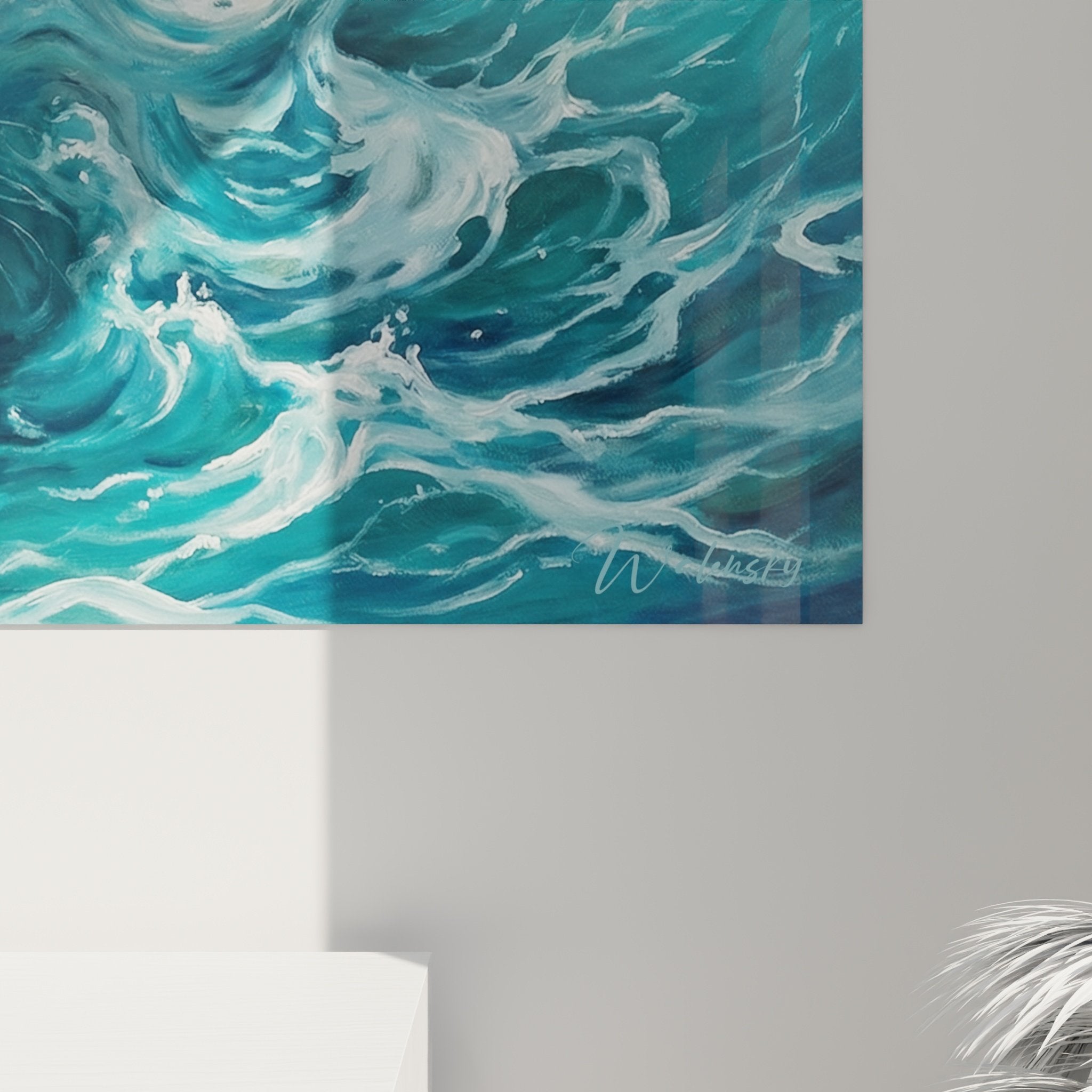 Vue d'ensemble toile murale Samoyede effet fusion aquatique décoration intérieure moderne