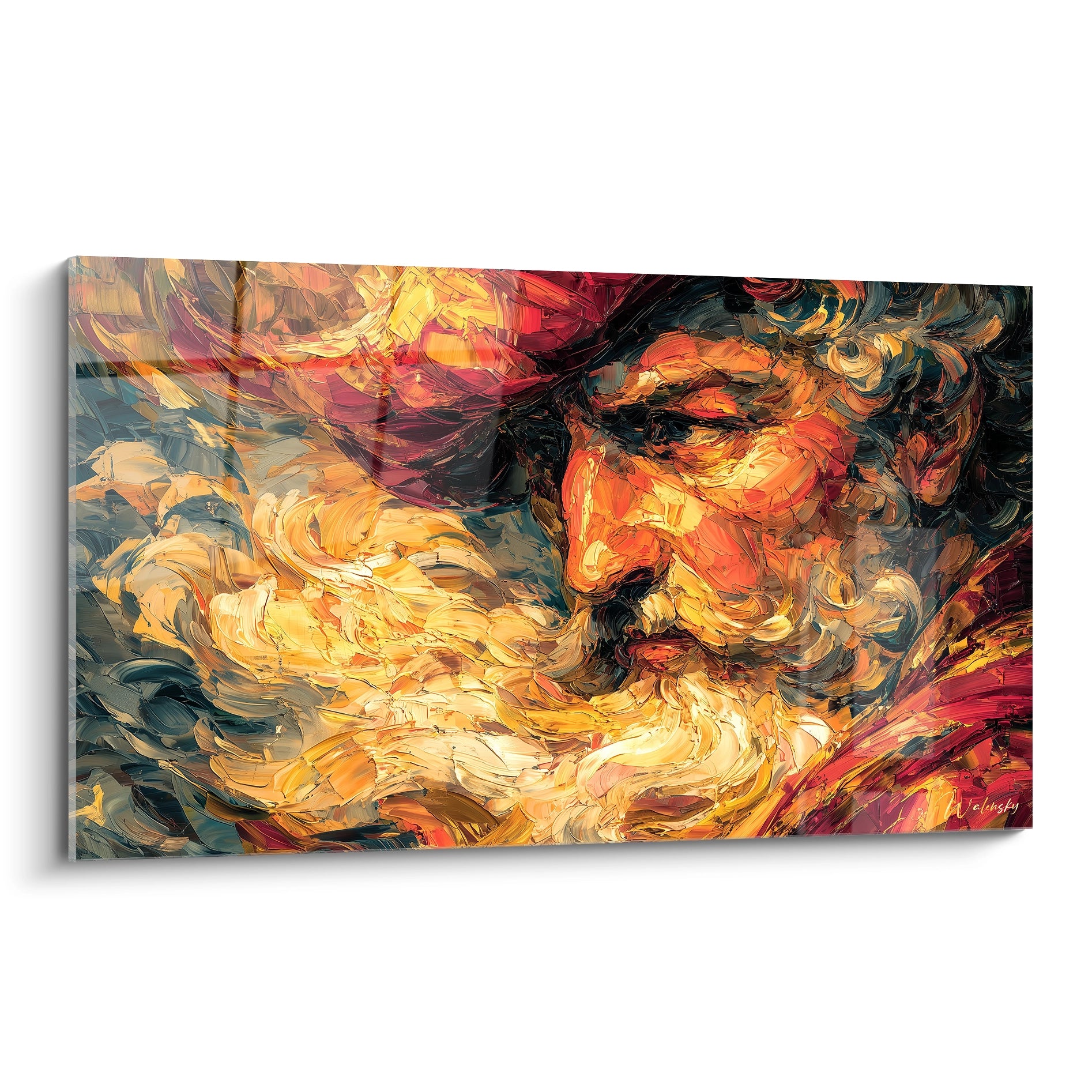 Tableau mural Walensky avec tableau portrait Christophe Colomb en peinture tourbillonnante aux couleurs chaudes