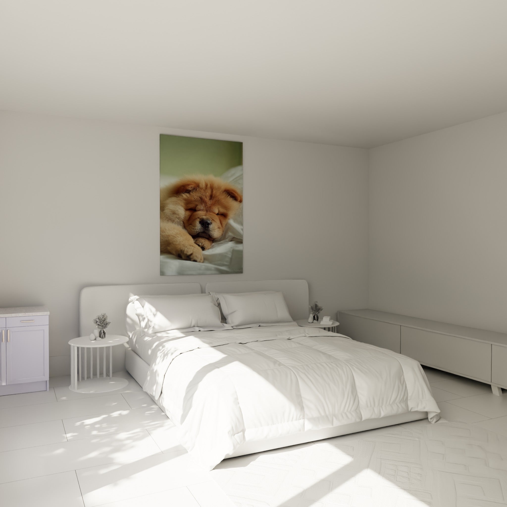 Tableau Chiot roux blotti museau noir entre ses pattes potelées - Petites pattes câlines - Edition Chow Chow