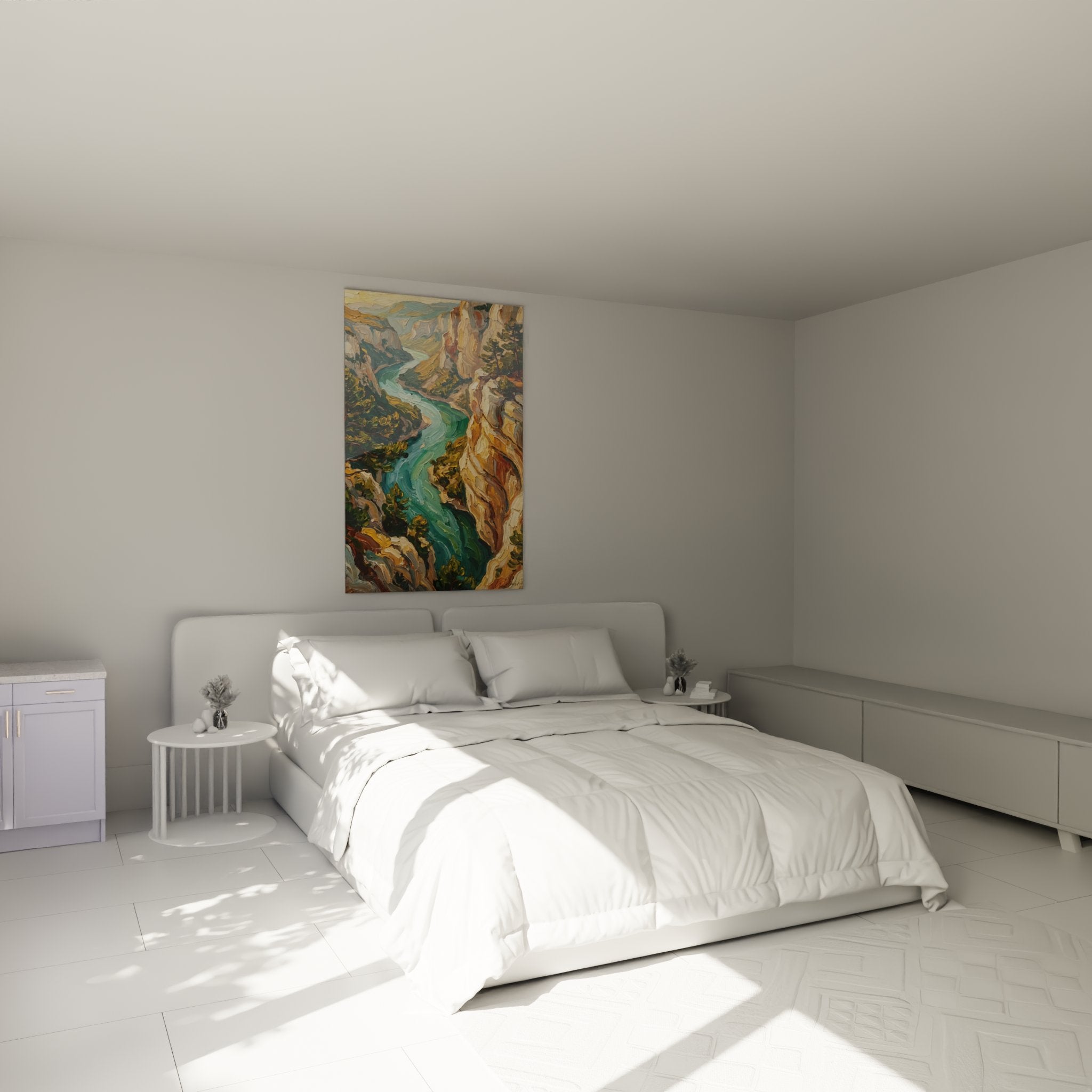 Decoration murale tableau canyon turquoise ambiance chambre moderne style provencal gorges verdon