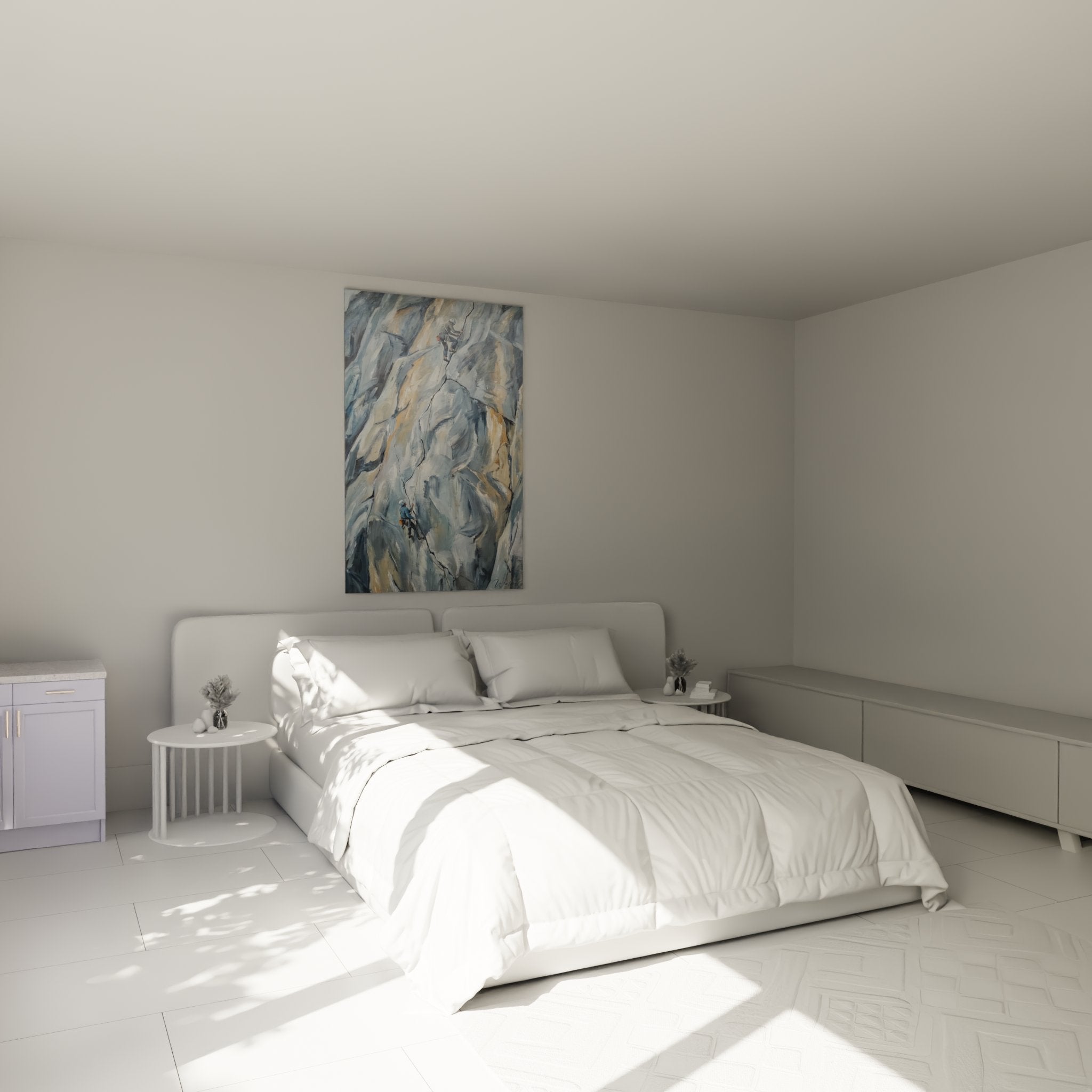 Decoration murale escalade dans chambre avec tableau grimpeurs falaise style artistique moderne