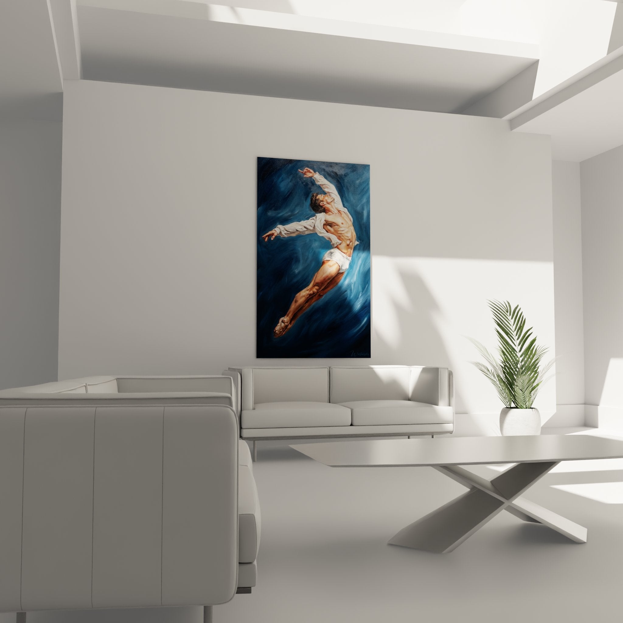 Detail painting canvas dancer, artistic technique human body movement contemporary art