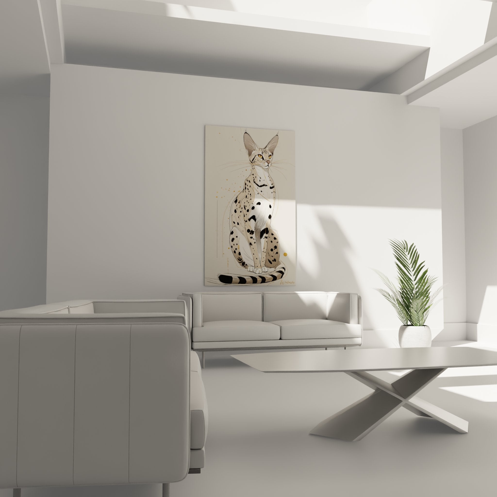 Gros plan du tableau chat Savannah montrant détails taches pelage et yeux dorés expressifs