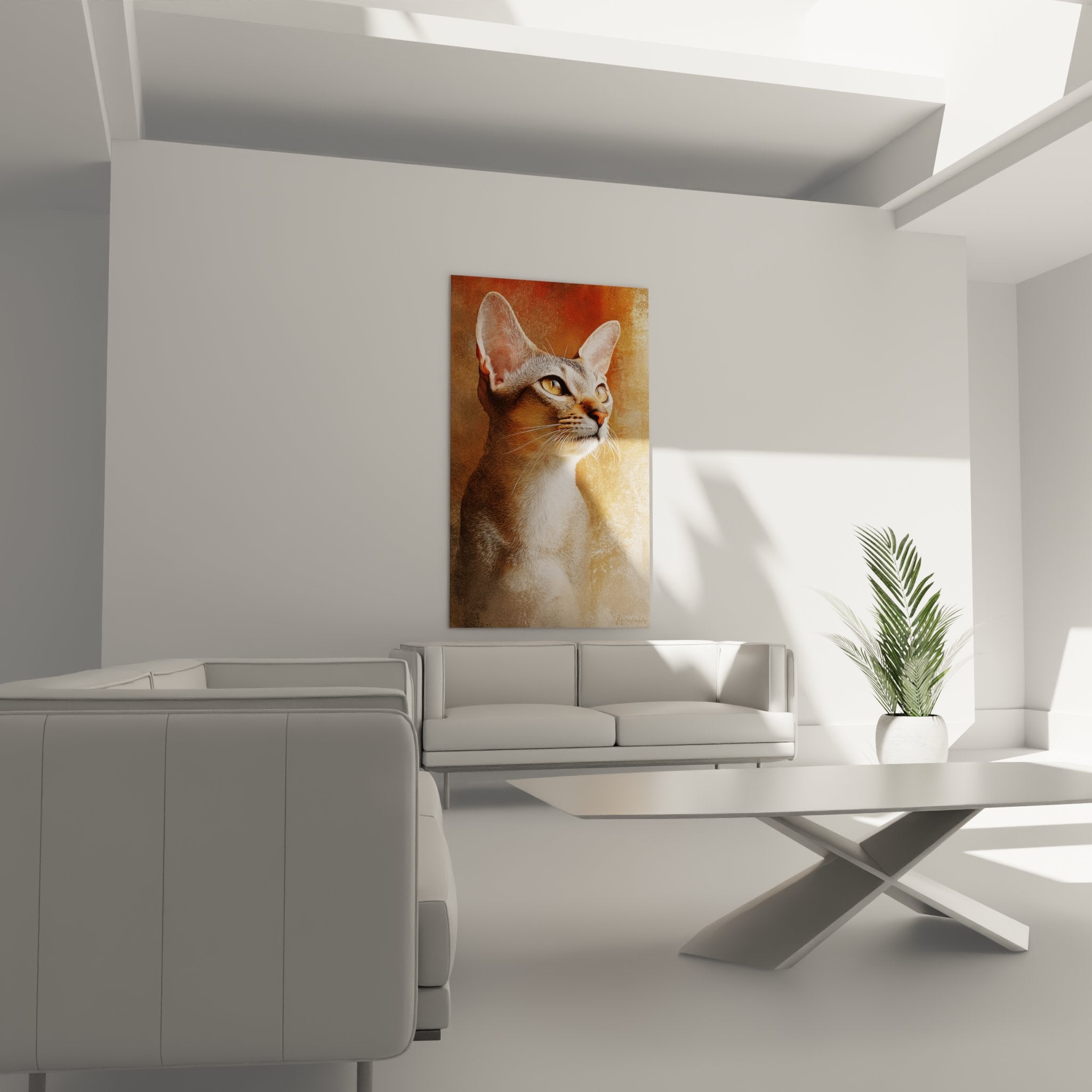 Détail portrait chat Singapura yeux ambrés pelage ticked tabby art félin qualité premium