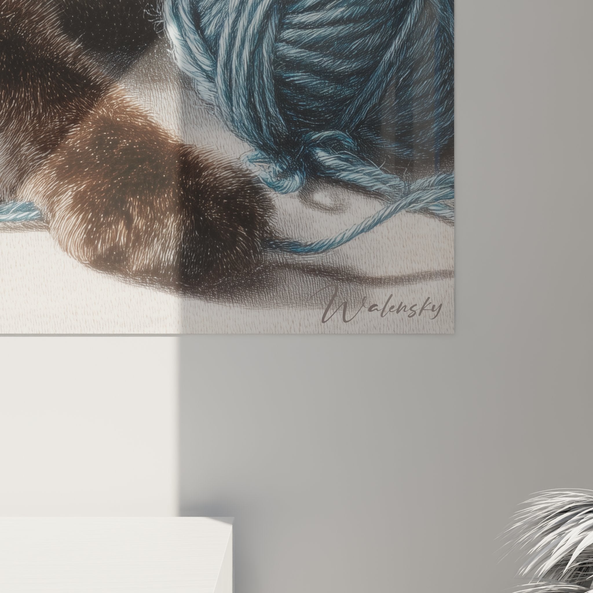 Vue d'ensemble tableau mural chat Tonkinois, art félin moderne pour décoration intérieure élégante