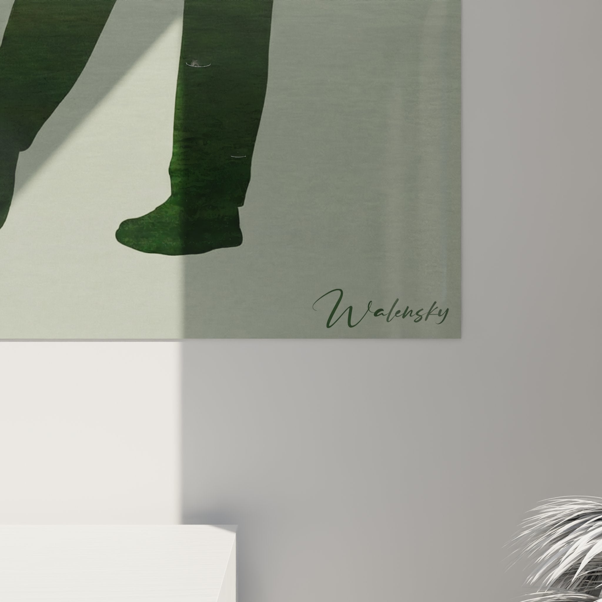 Vue d'ensemble tableau mural golf silhouette golfeur superposée paysage parcours arbres matin