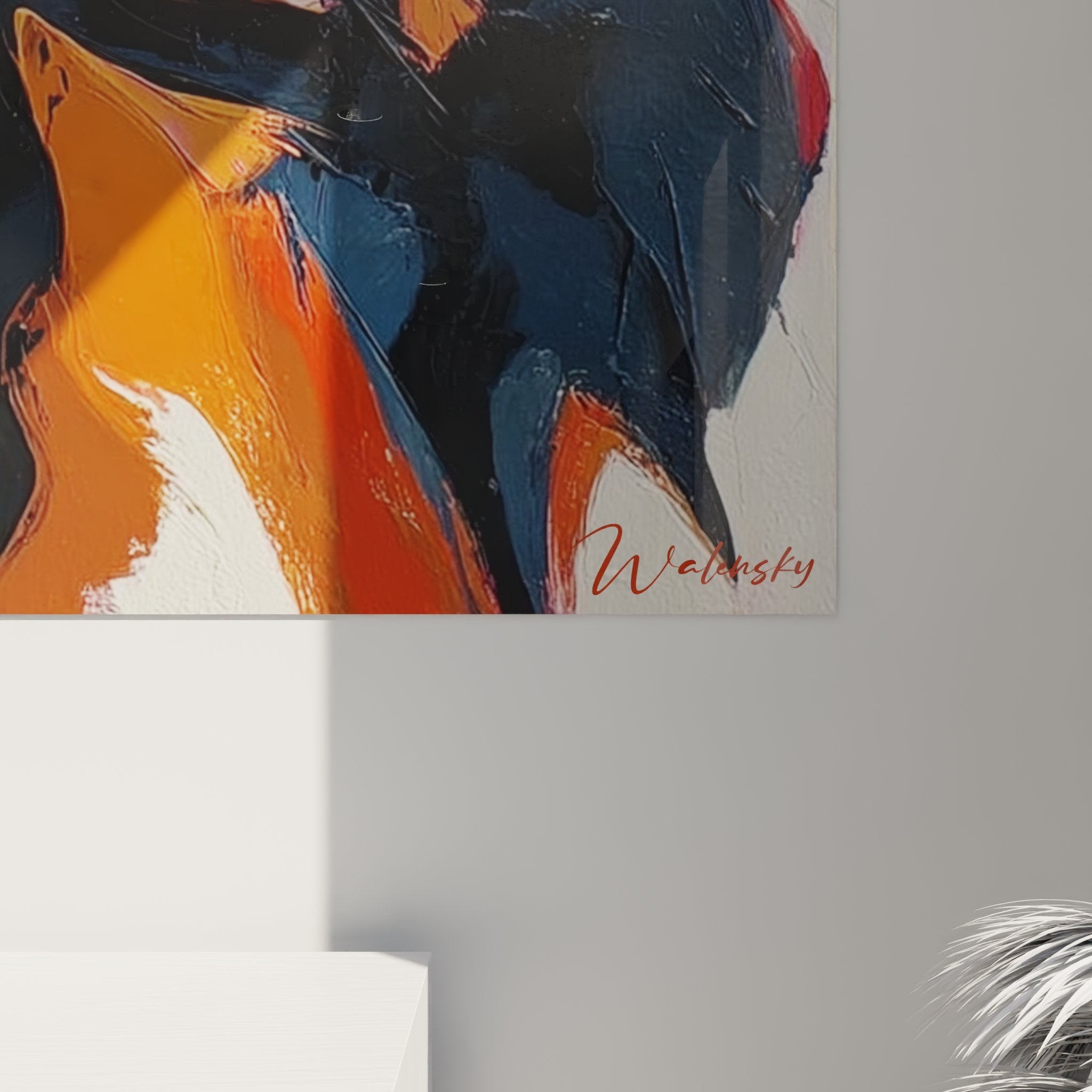 Vista d'insieme del quadro ritratto africano, arte murale contemporanea, stile geometrico colorato