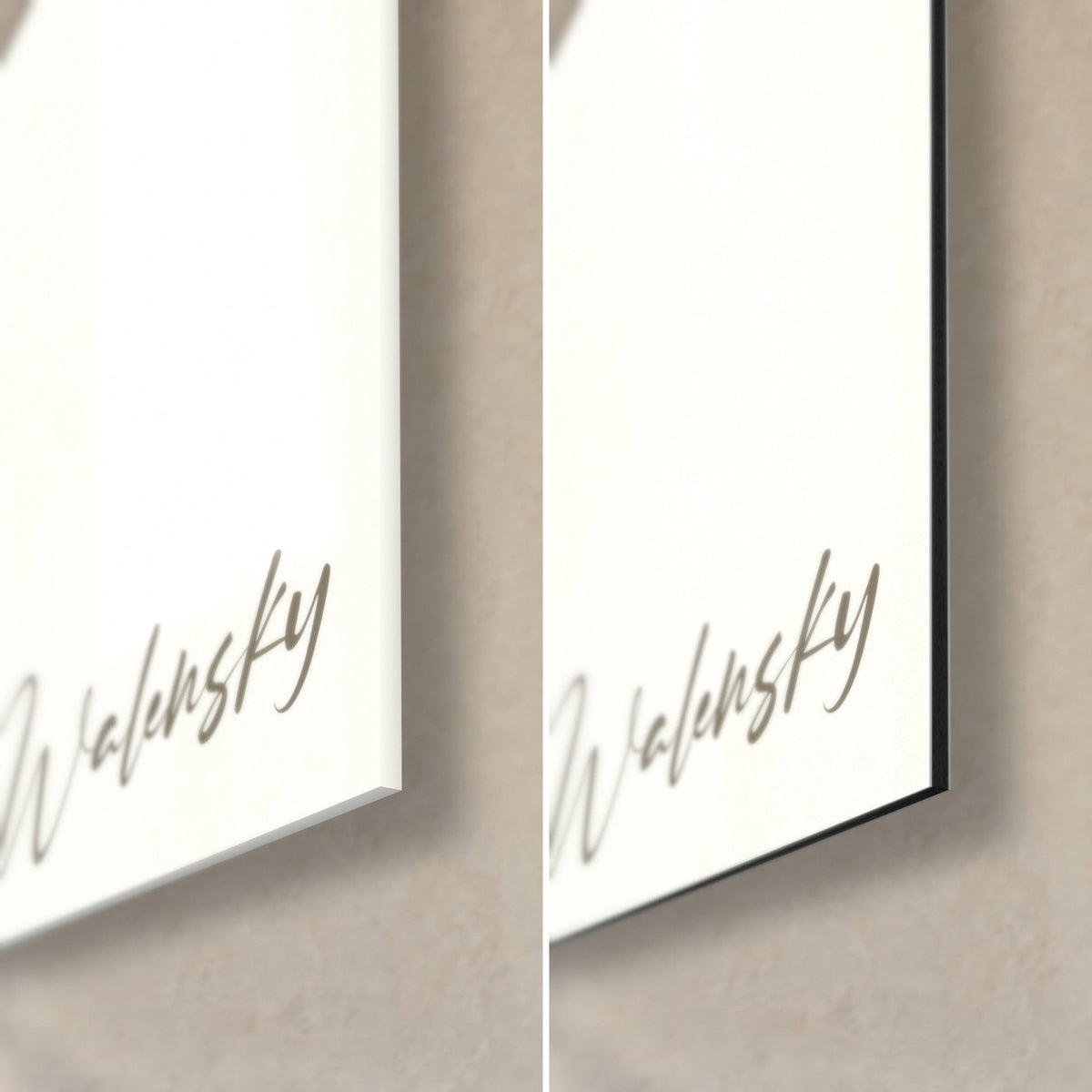 Cuadro gato siamés de ojos azules, esquina inferior derecha: firma Walensky sobre cristal brillante y Dibond negro mate, grosor 3 mm