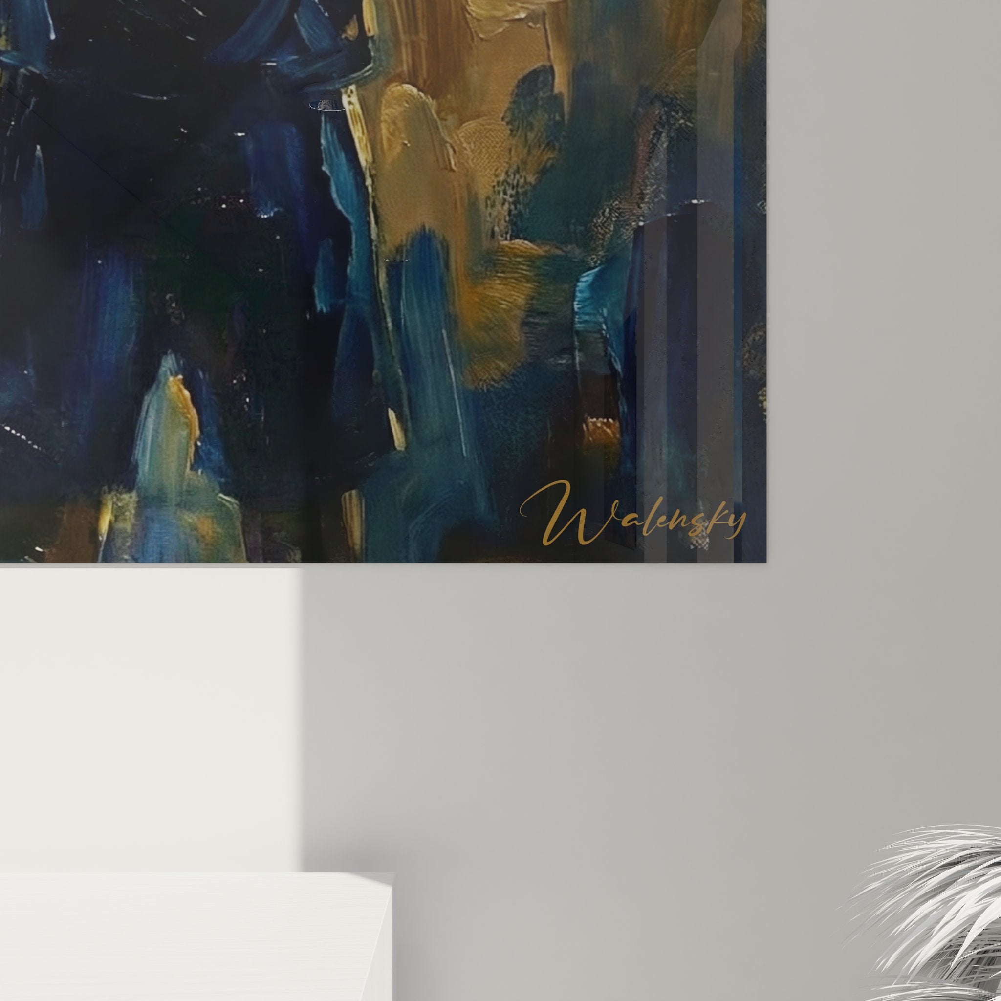 Vue perspective tableau mural footballeur art sportif decoration interieur moderne celebration triomphe stade