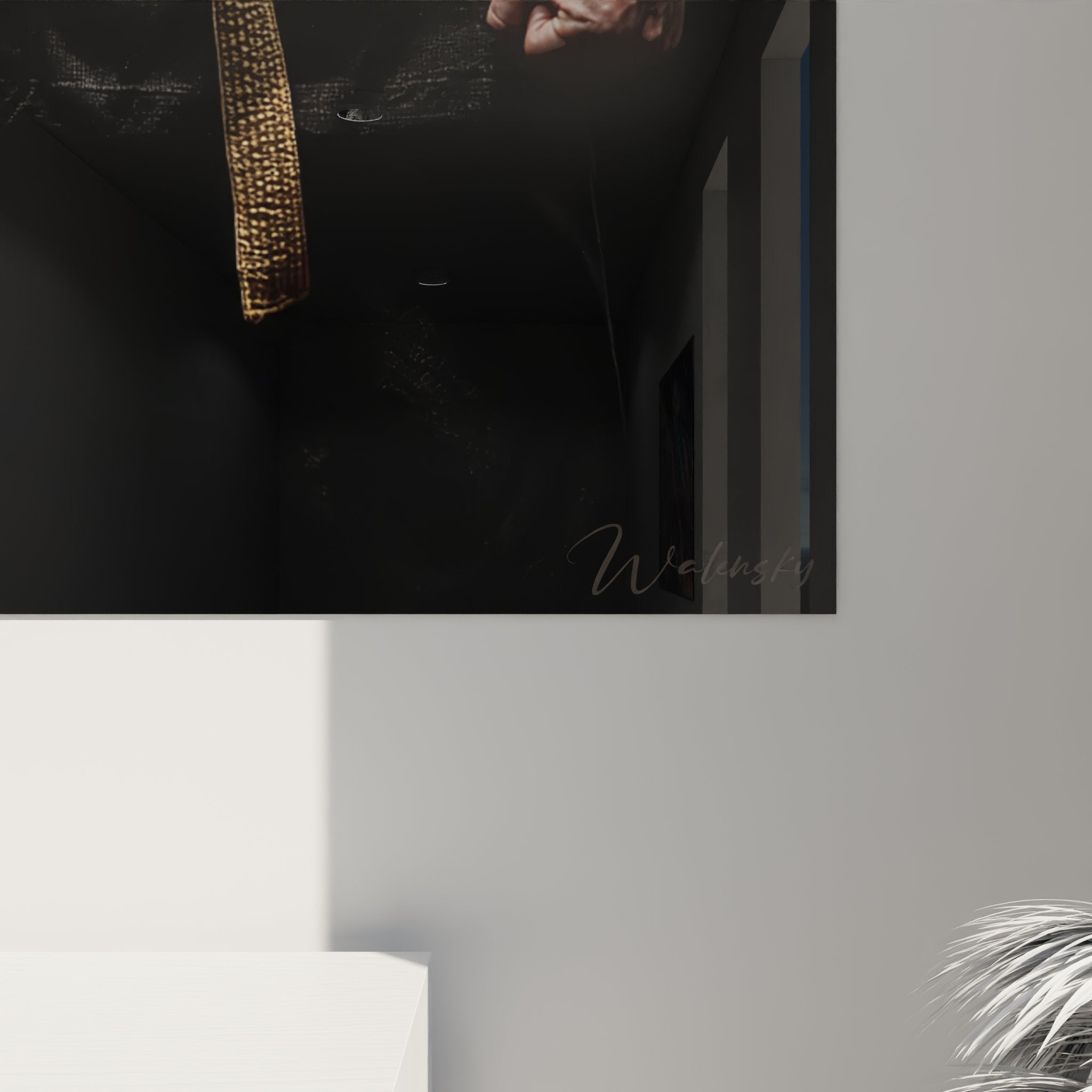 Vue perspective tableau karate sensei ceinture noire accroche au mur decoration arts martiaux