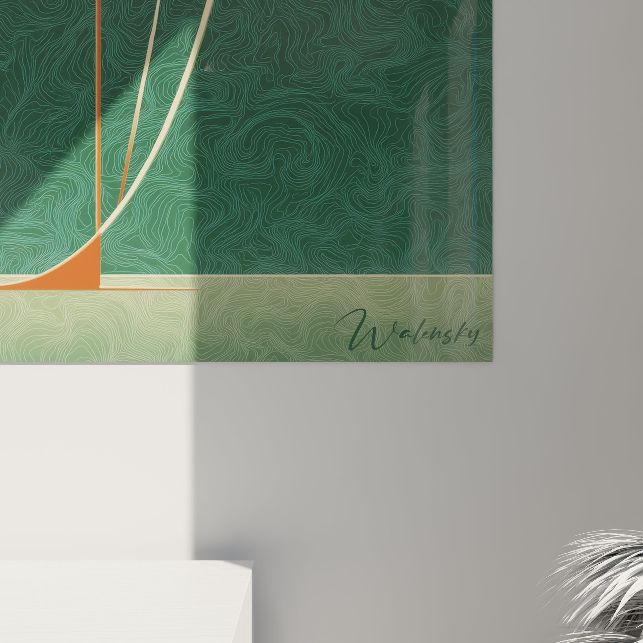 Vista d'insieme quadro murale fenicottero rosa art deco stile moderno decorazione interna