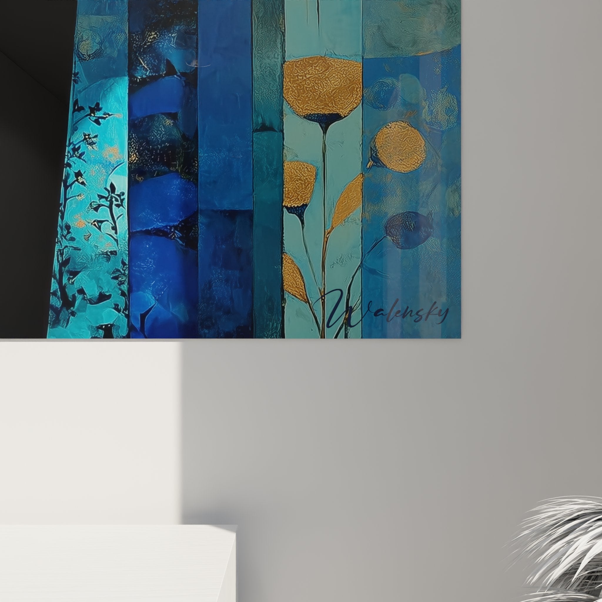 Vue ensemble tableau mural art deco femme elegante decoration interieure
