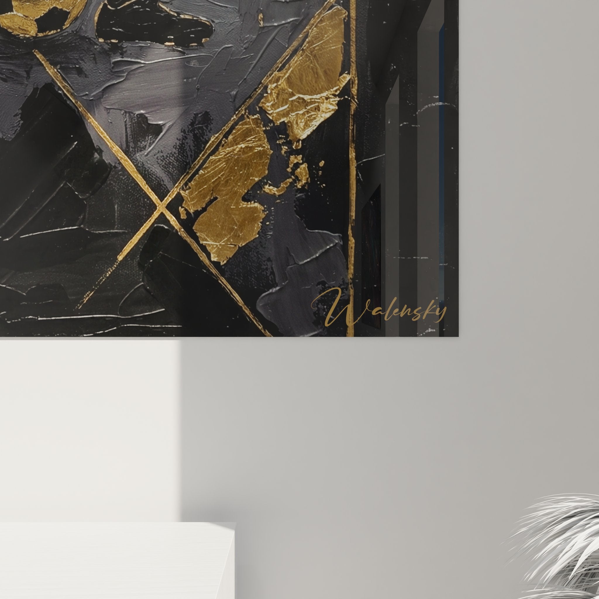 Vue d'angle tableau football moderne, effet 3D et perspective de l'œuvre d'art sportif abstraite