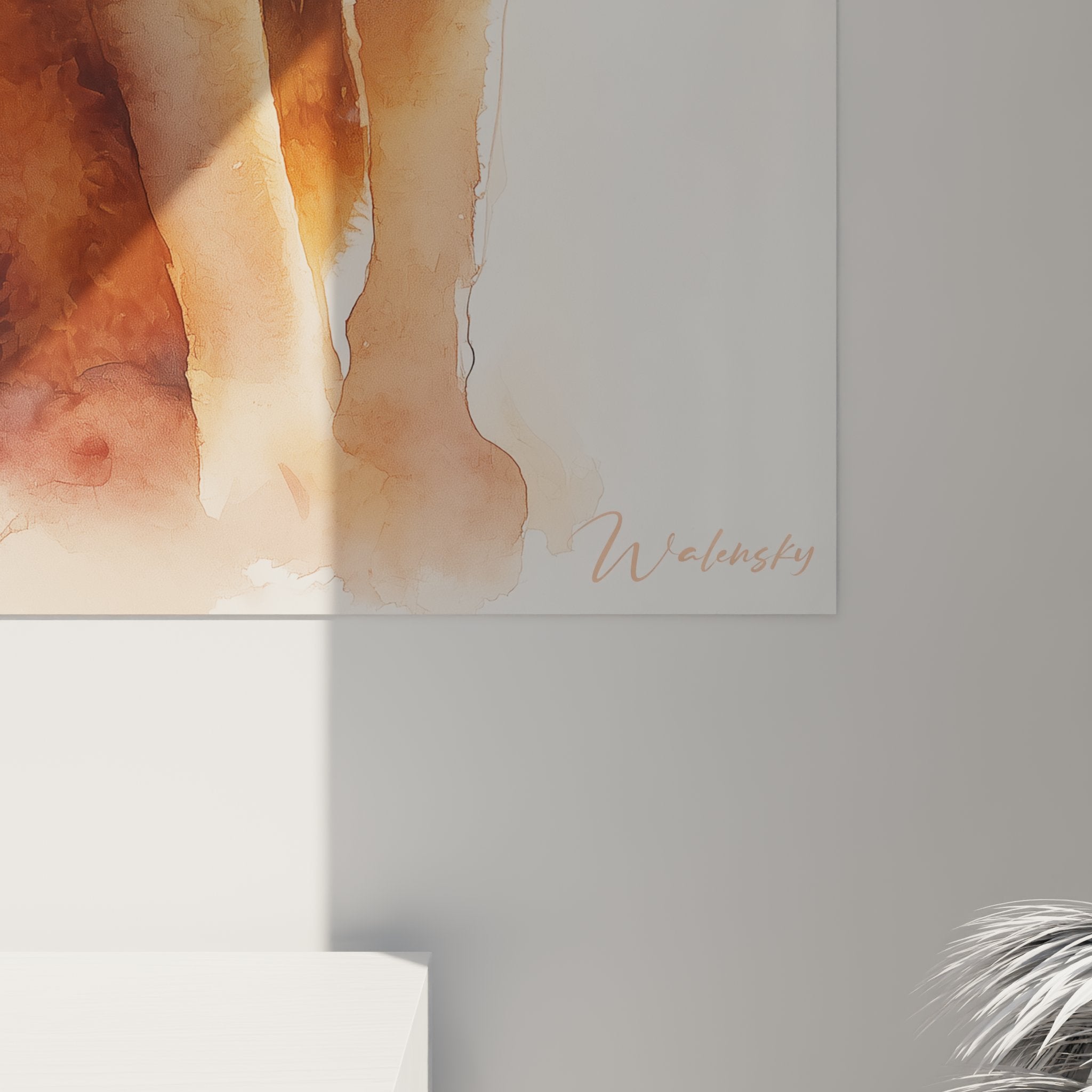 Panoramica quadro murale gatto abissino seppia, opera d'arte felina decorativa moderna