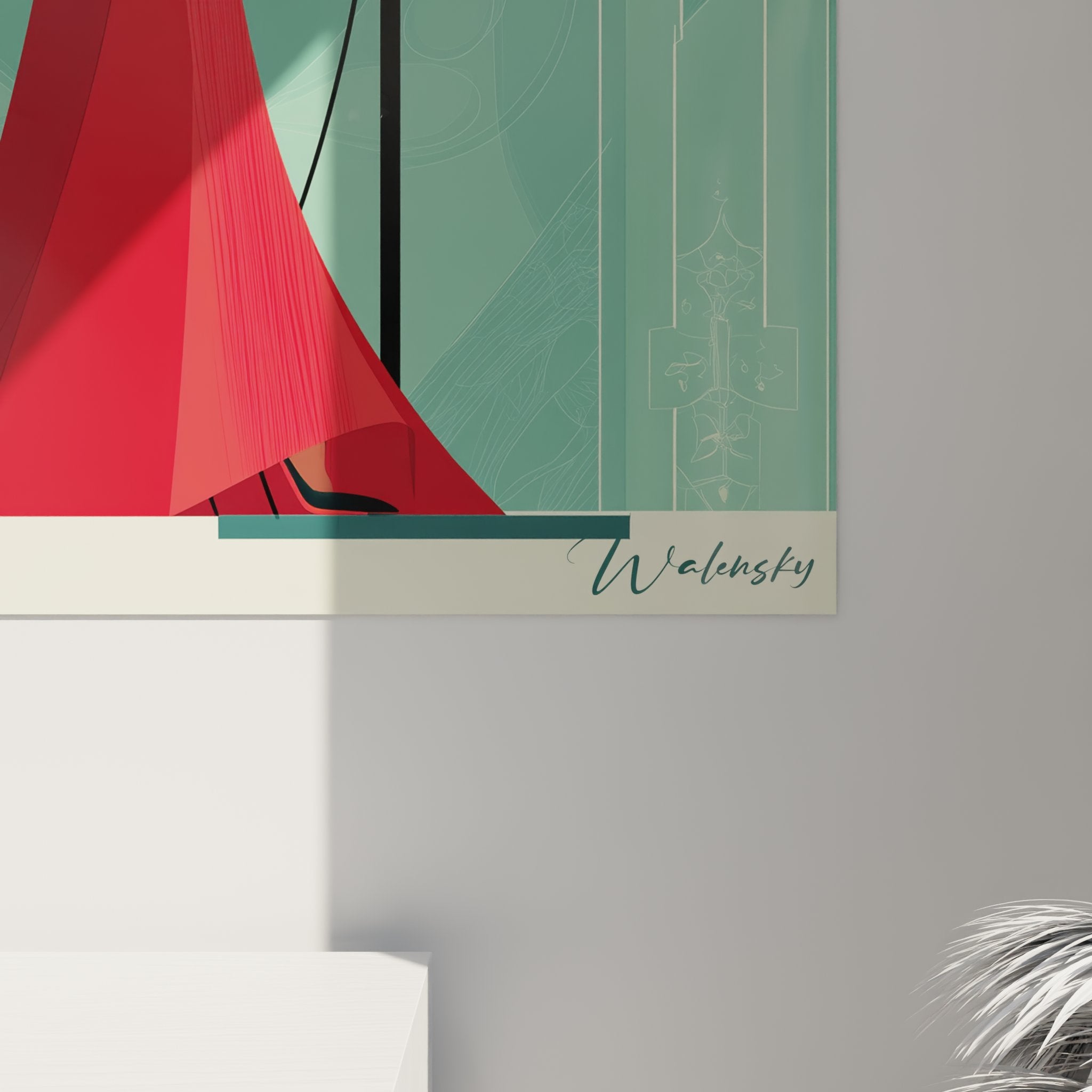 Overview wall art jazz singer Art Deco red green modern vintage interior decor