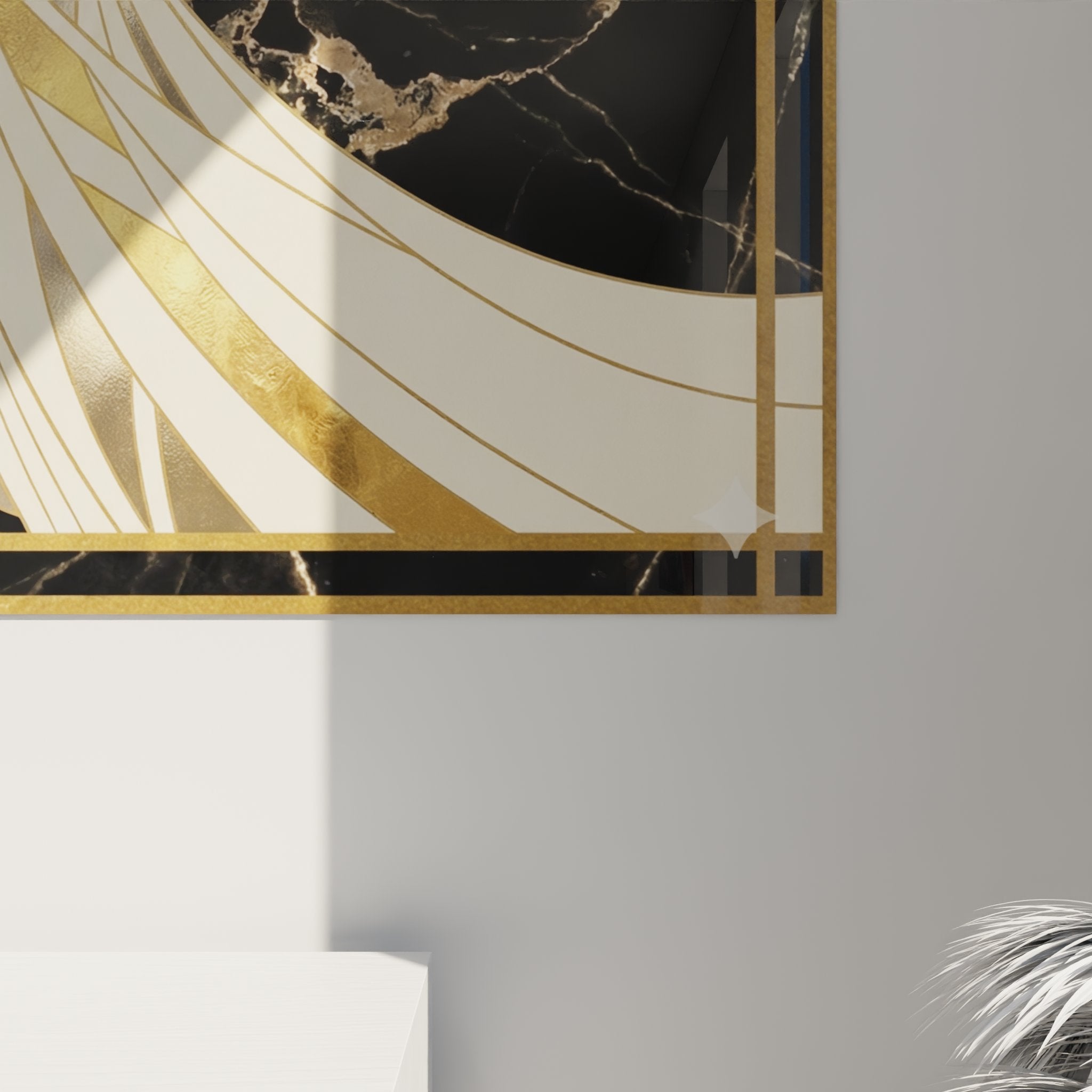 Vue d'ensemble tableau mural tennis vintage - art déco Tennis d'Or 1925 avec cadre géométrique doré