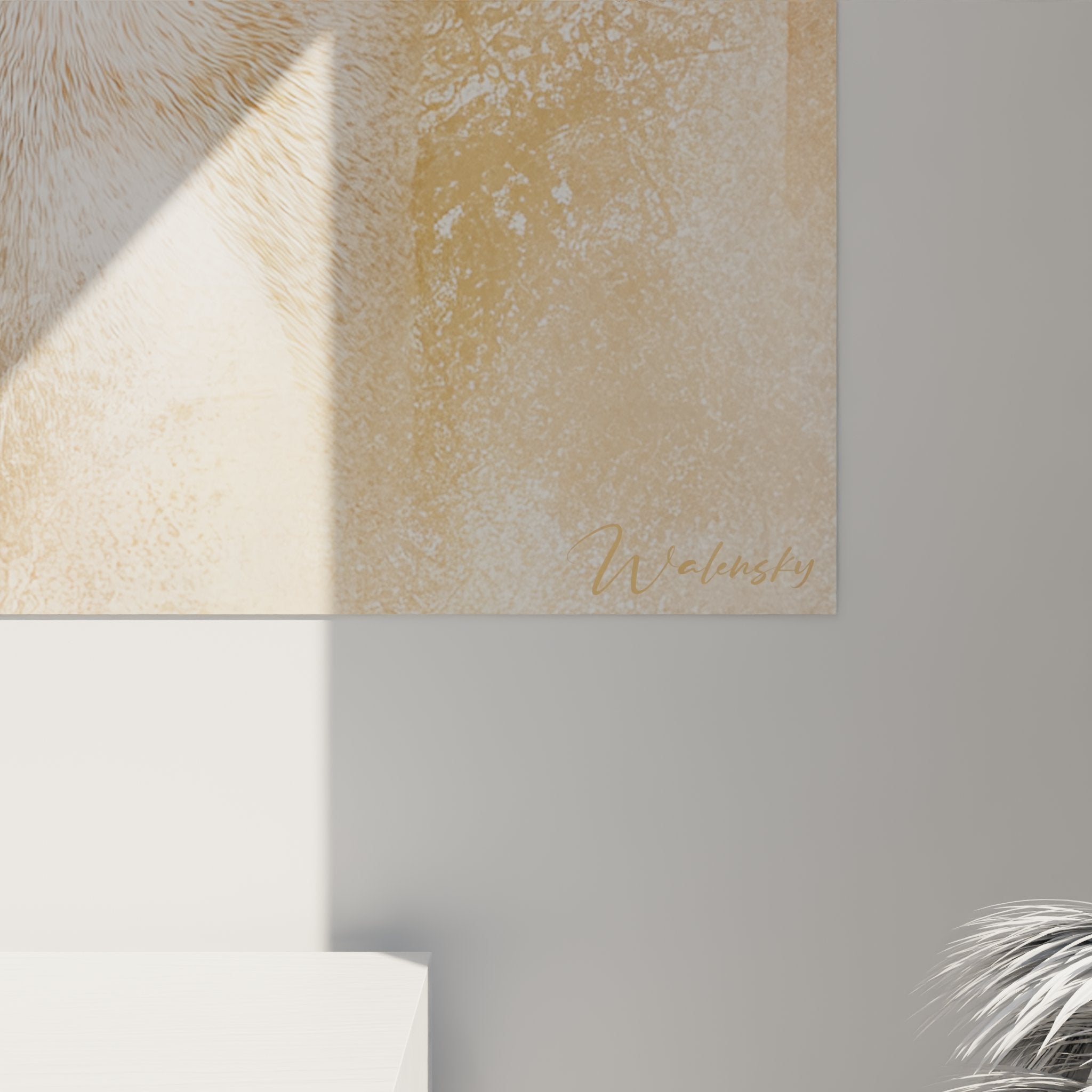 Vue ensemble tableau chat Singapura portrait artistique doré décoration intérieure moderne