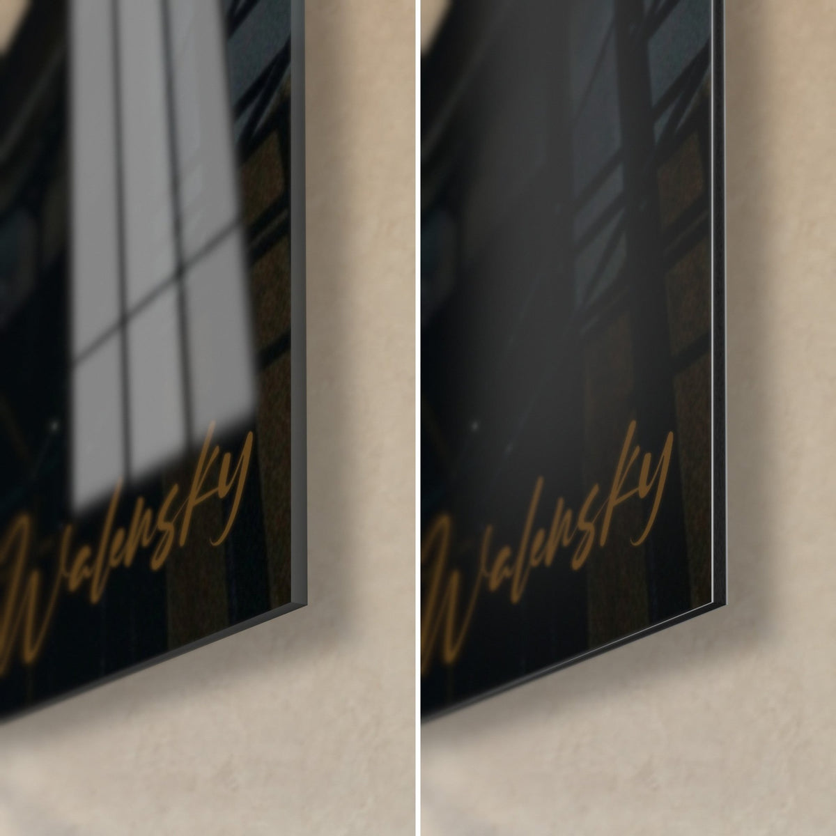 Wall art muscular athlete suspended from his rope, bottom right corner, deep black, copper Walensky signature, 3 mm thickness